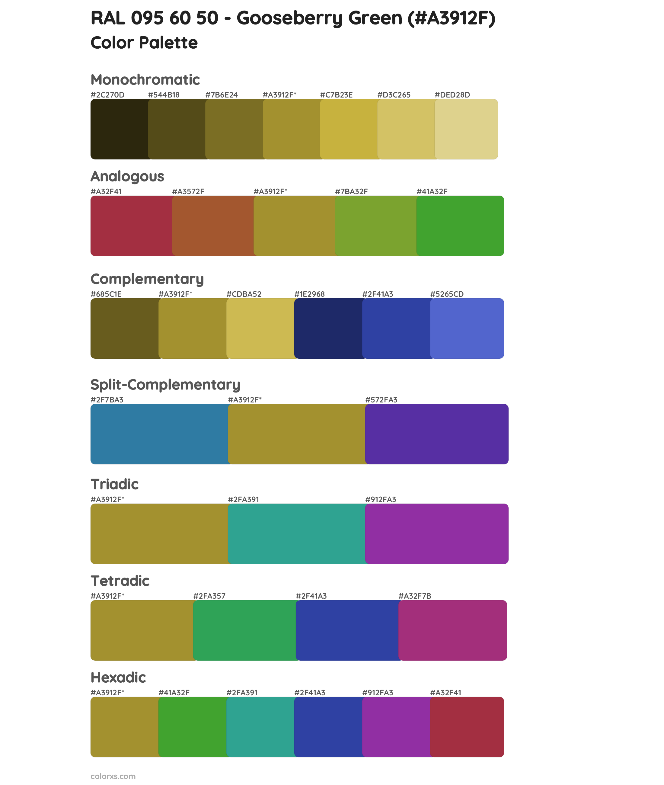 RAL 095 60 50 - Gooseberry Green Color Scheme Palettes