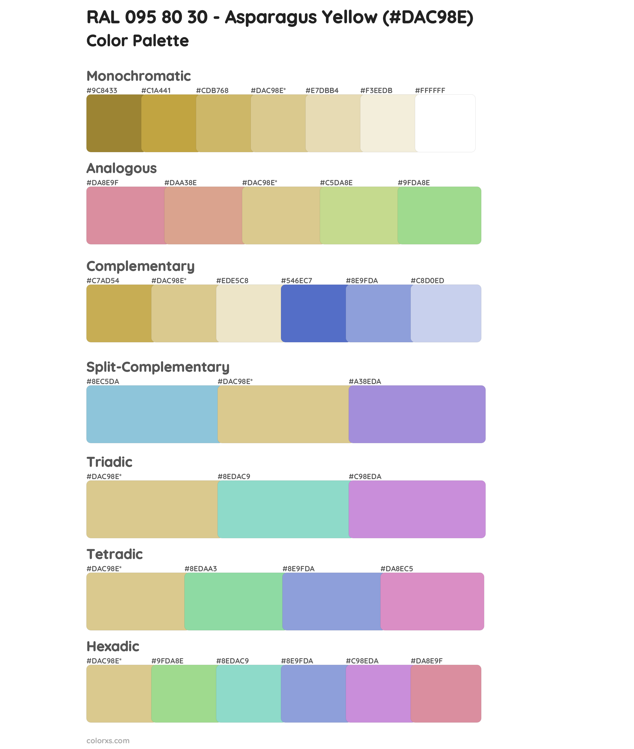 RAL 095 80 30 - Asparagus Yellow Color Scheme Palettes