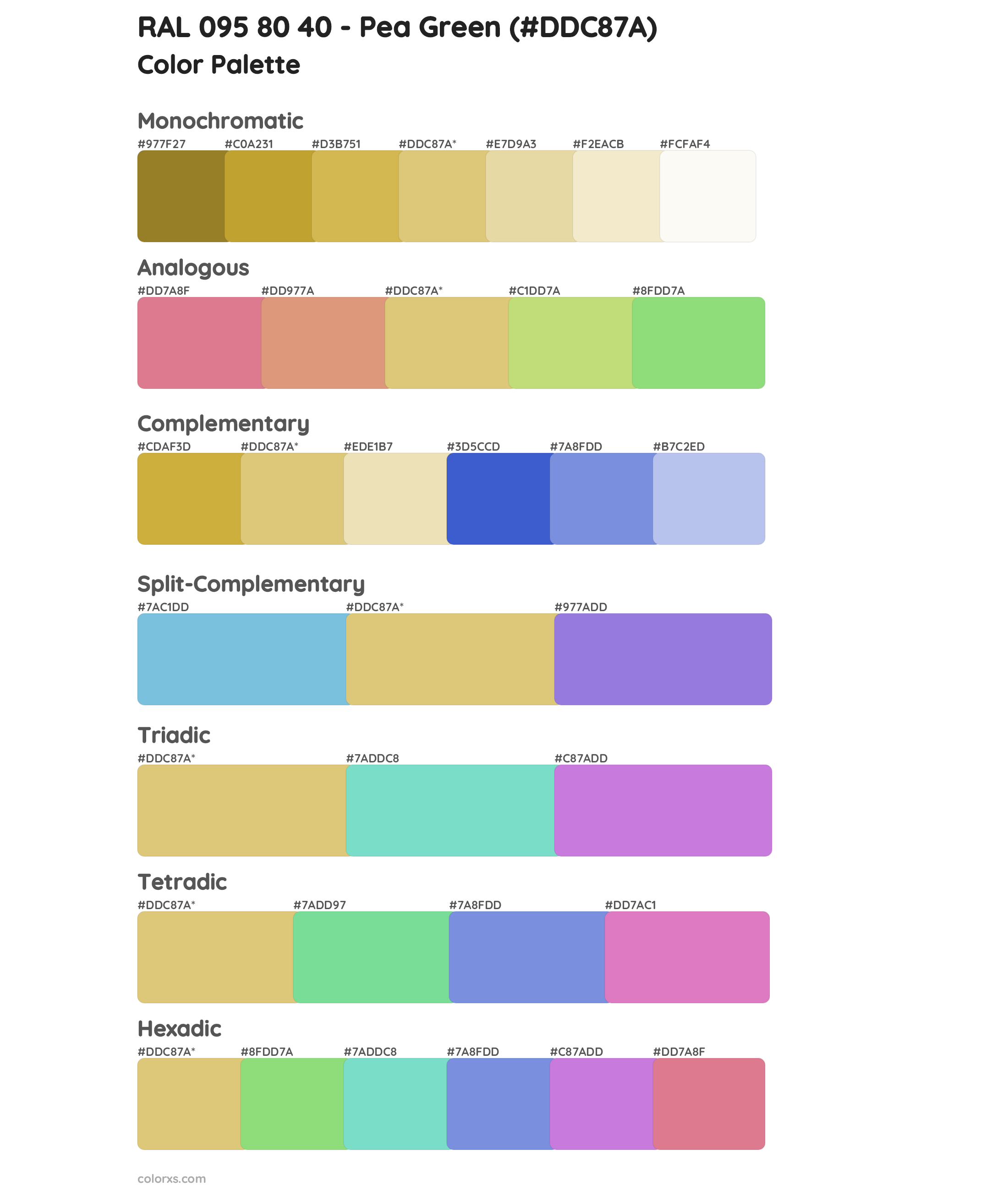 RAL 095 80 40 - Pea Green Color Scheme Palettes