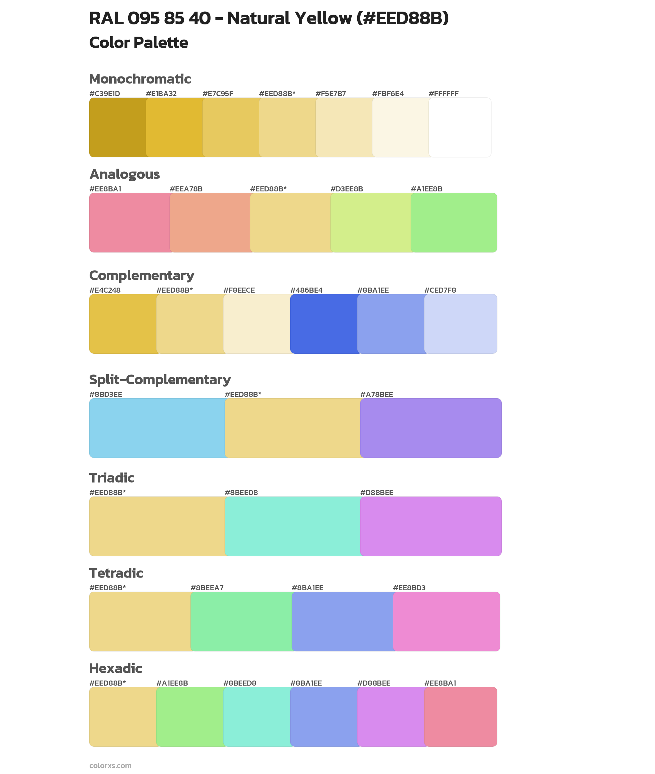 RAL 095 85 40 - Natural Yellow Color Scheme Palettes