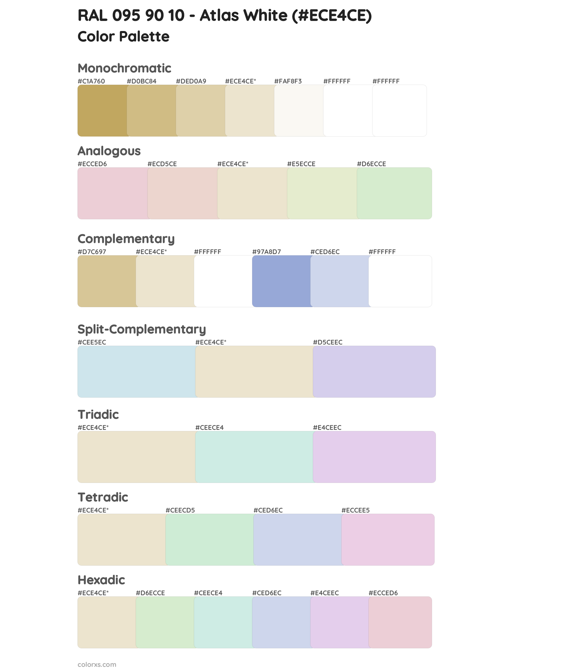 RAL 095 90 10 - Atlas White Color Scheme Palettes