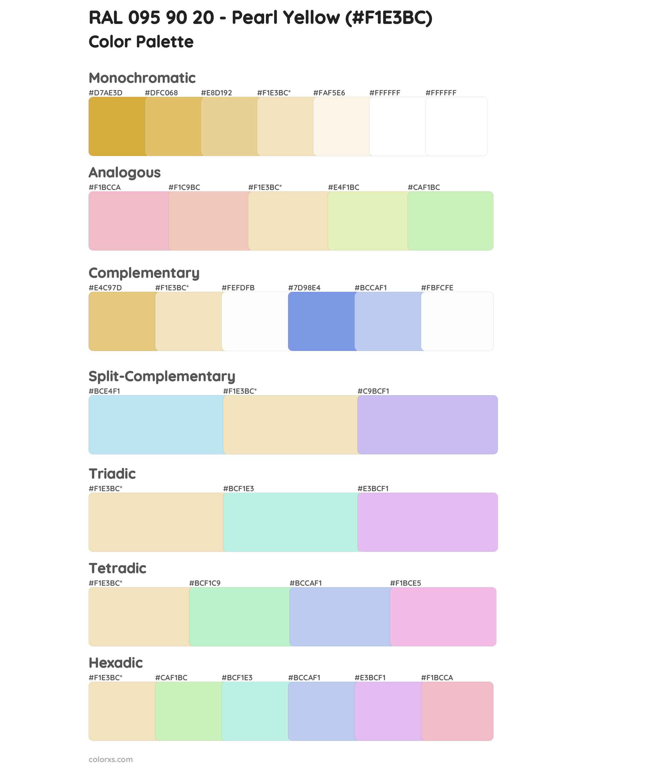 RAL 095 90 20 - Pearl Yellow Color Scheme Palettes