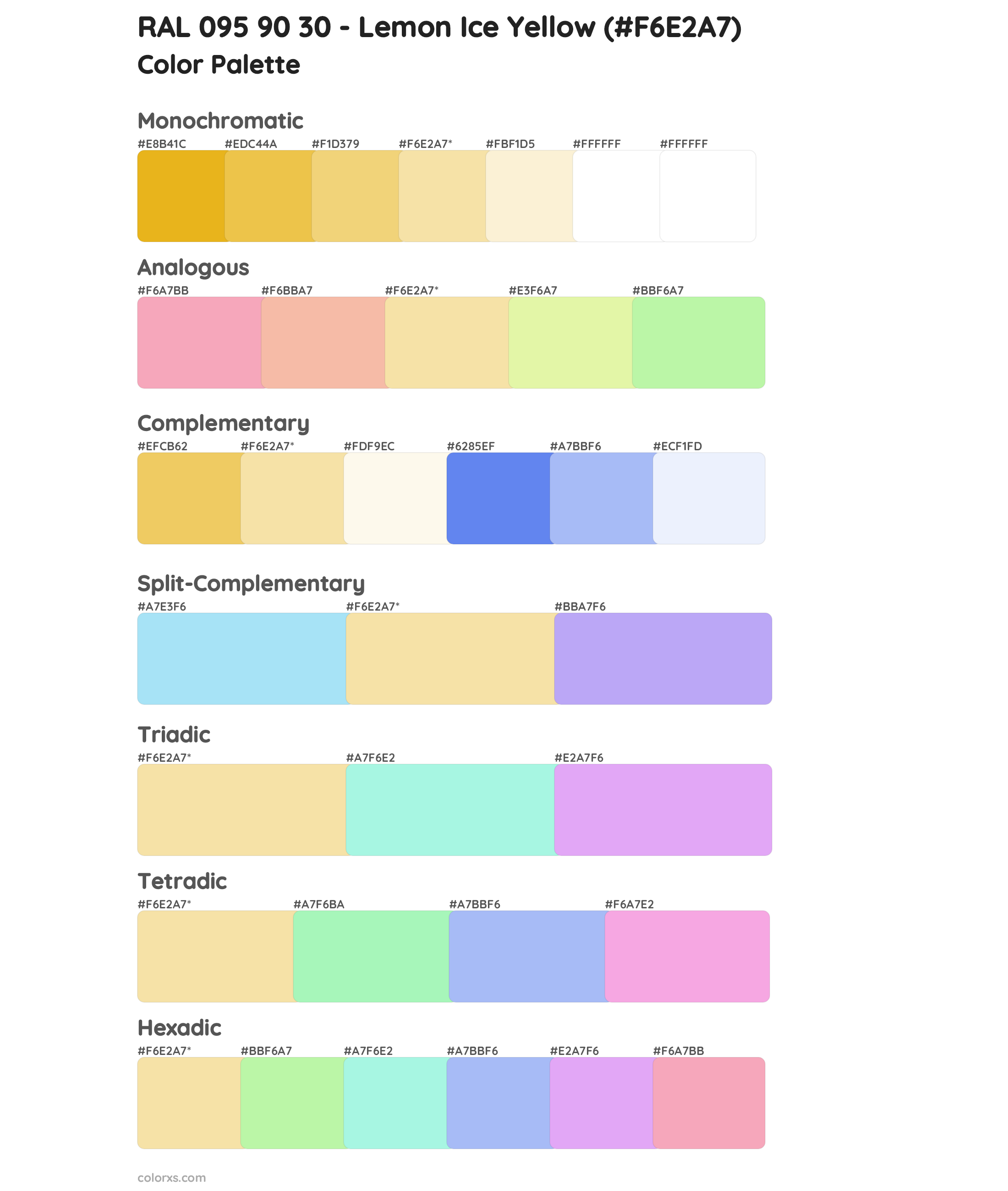 RAL 095 90 30 - Lemon Ice Yellow Color Scheme Palettes