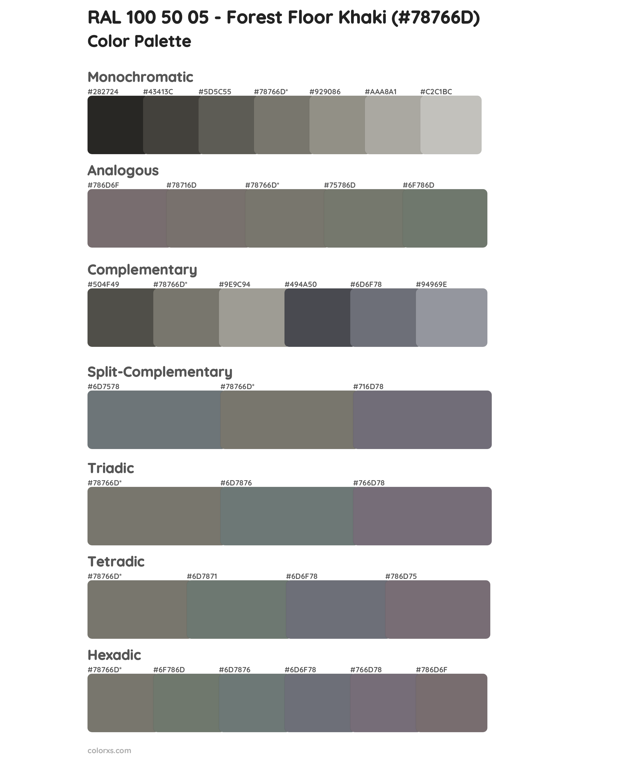 RAL 100 50 05 - Forest Floor Khaki Color Scheme Palettes