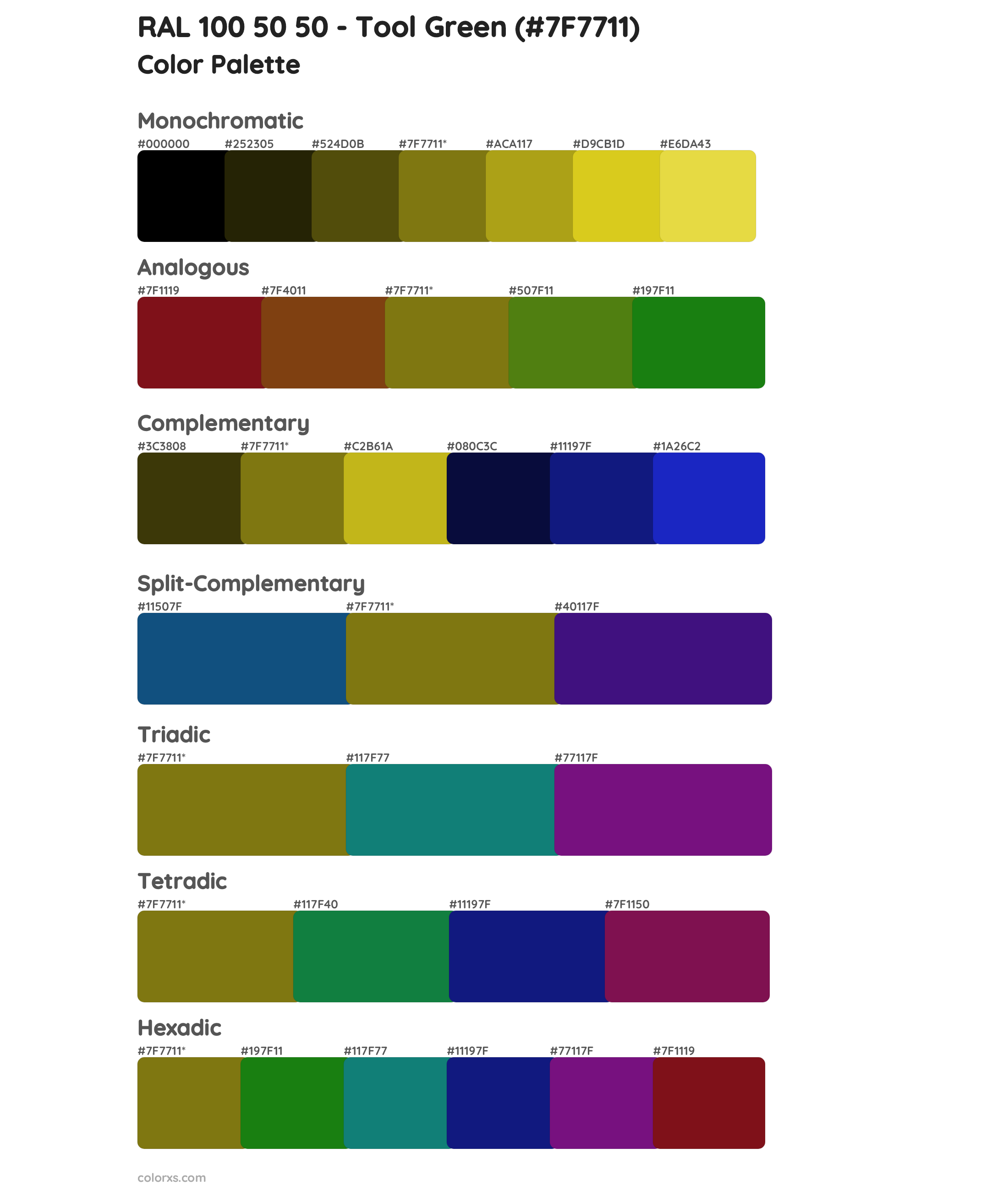 RAL 100 50 50 - Tool Green Color Scheme Palettes