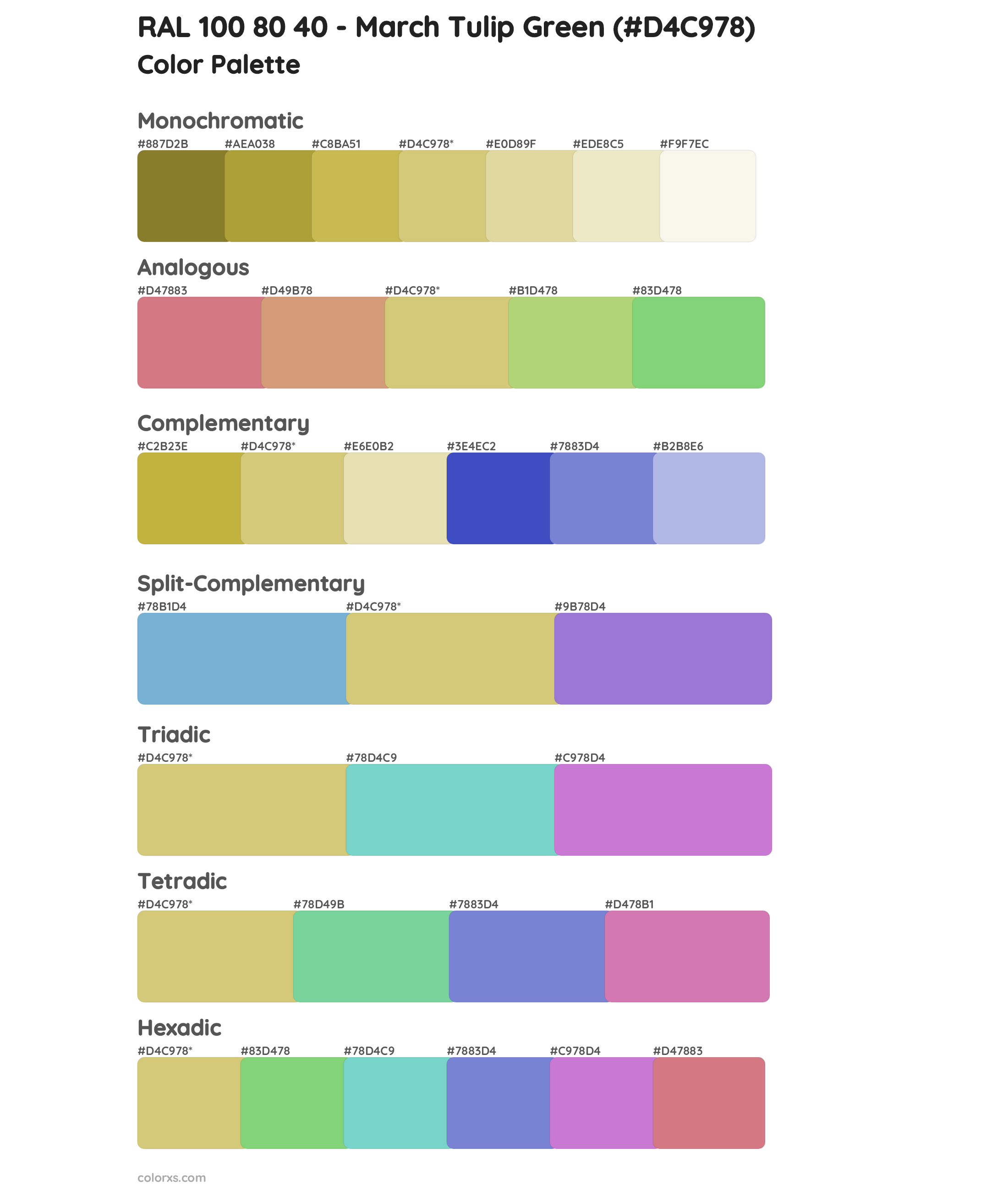 RAL 100 80 40 - March Tulip Green Color Scheme Palettes