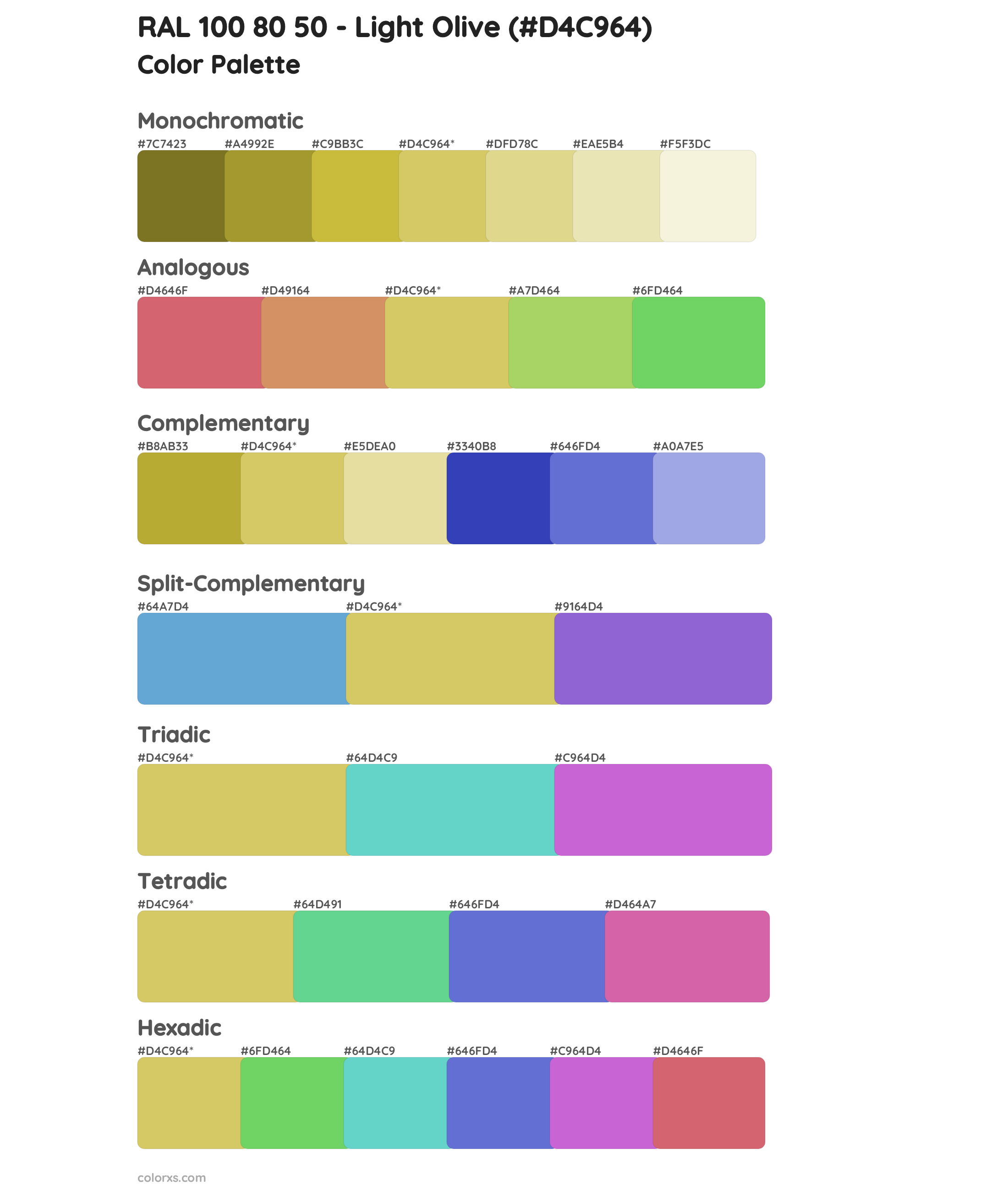 RAL 100 80 50 - Light Olive Color Scheme Palettes