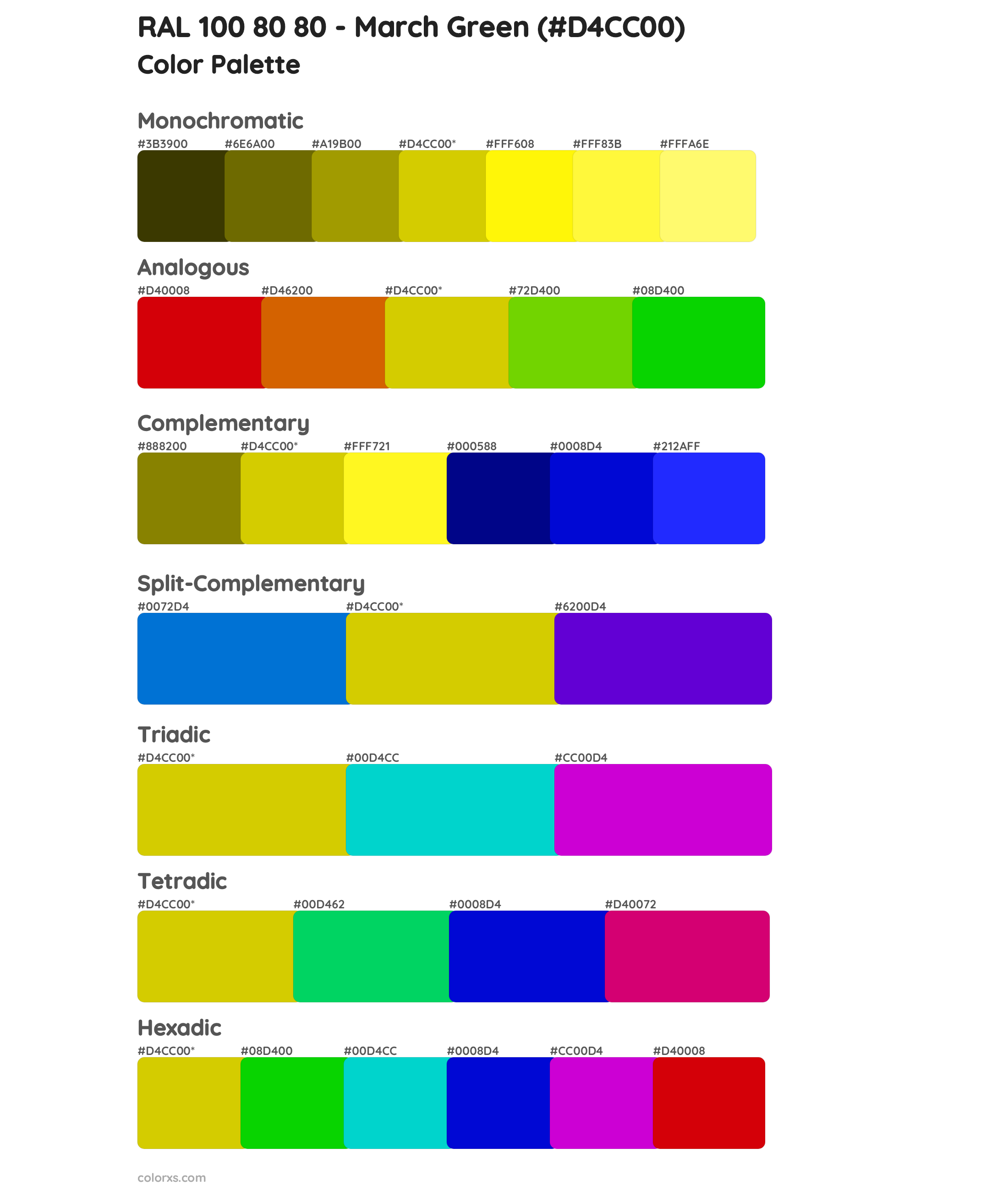 RAL 100 80 80 - March Green Color Scheme Palettes