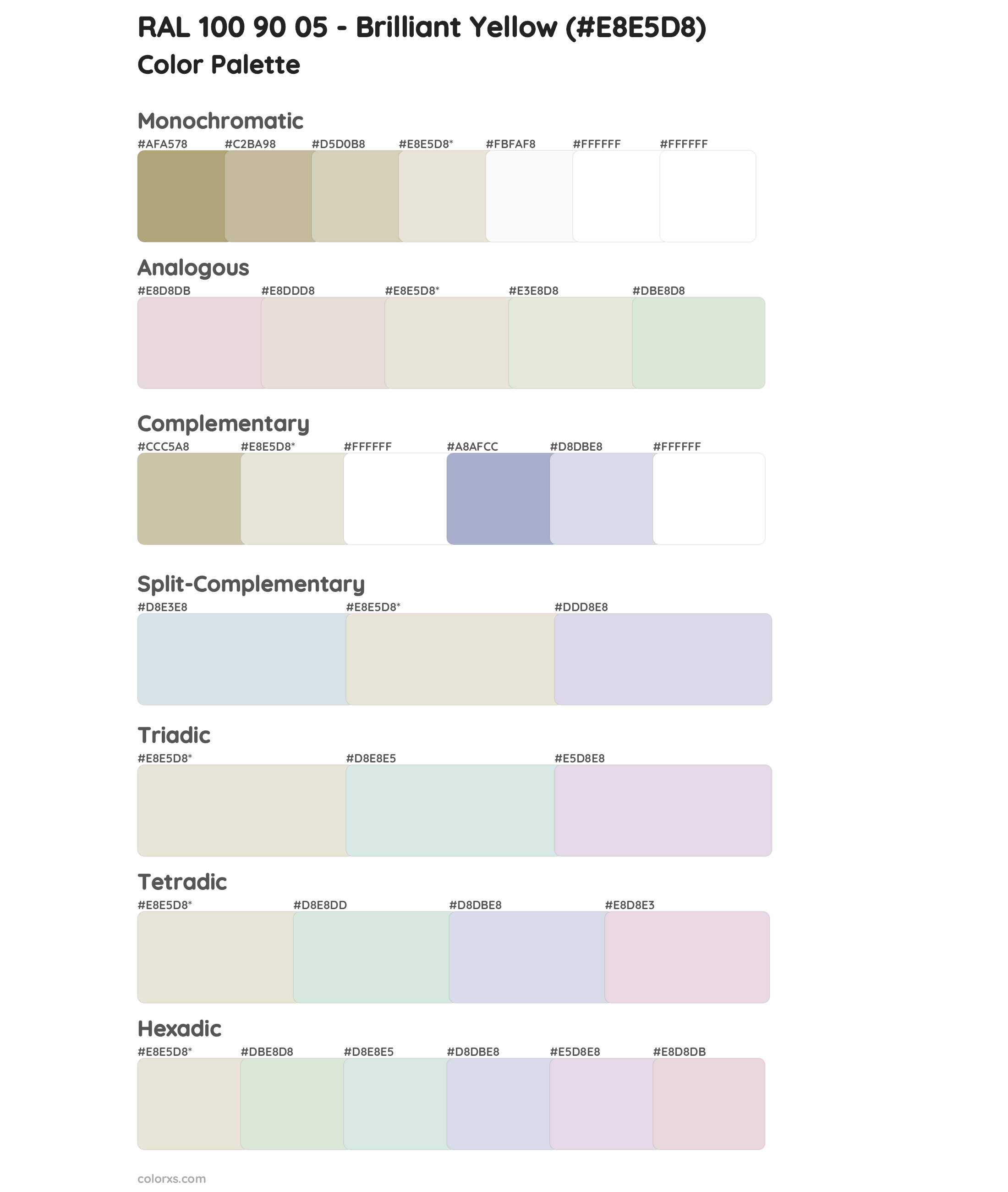 RAL 100 90 05 - Brilliant Yellow Color Scheme Palettes