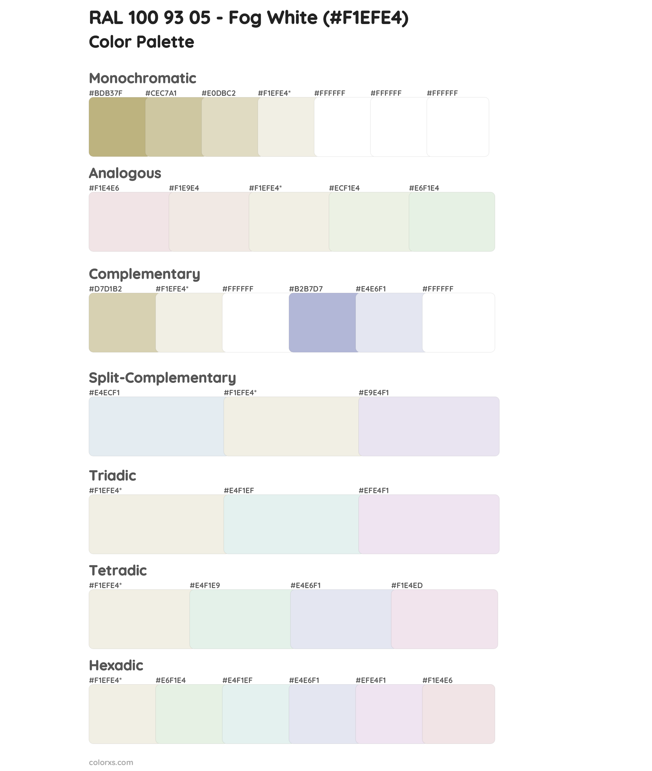 RAL 100 93 05 - Fog White Color Scheme Palettes