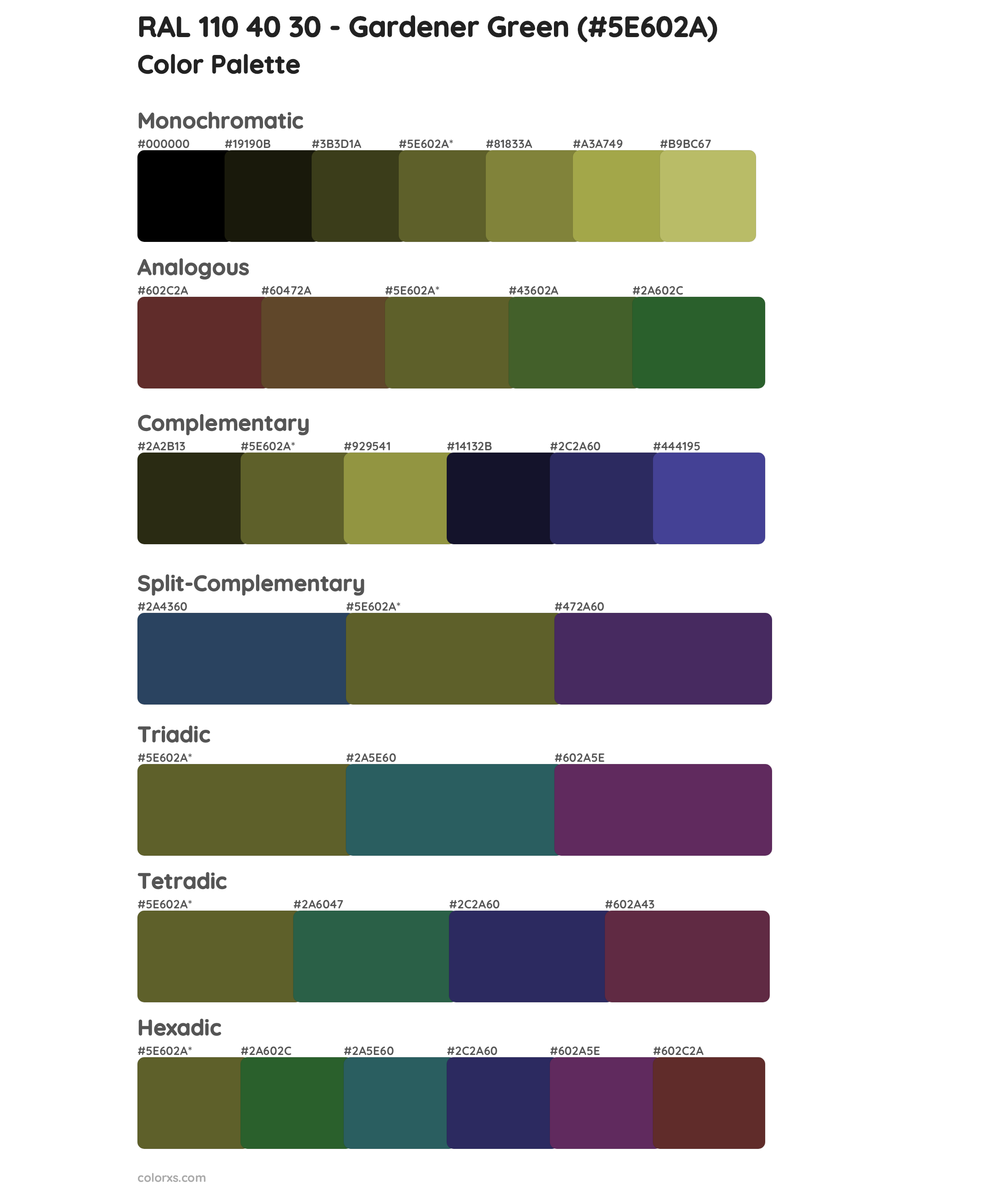 RAL 110 40 30 - Gardener Green Color Scheme Palettes