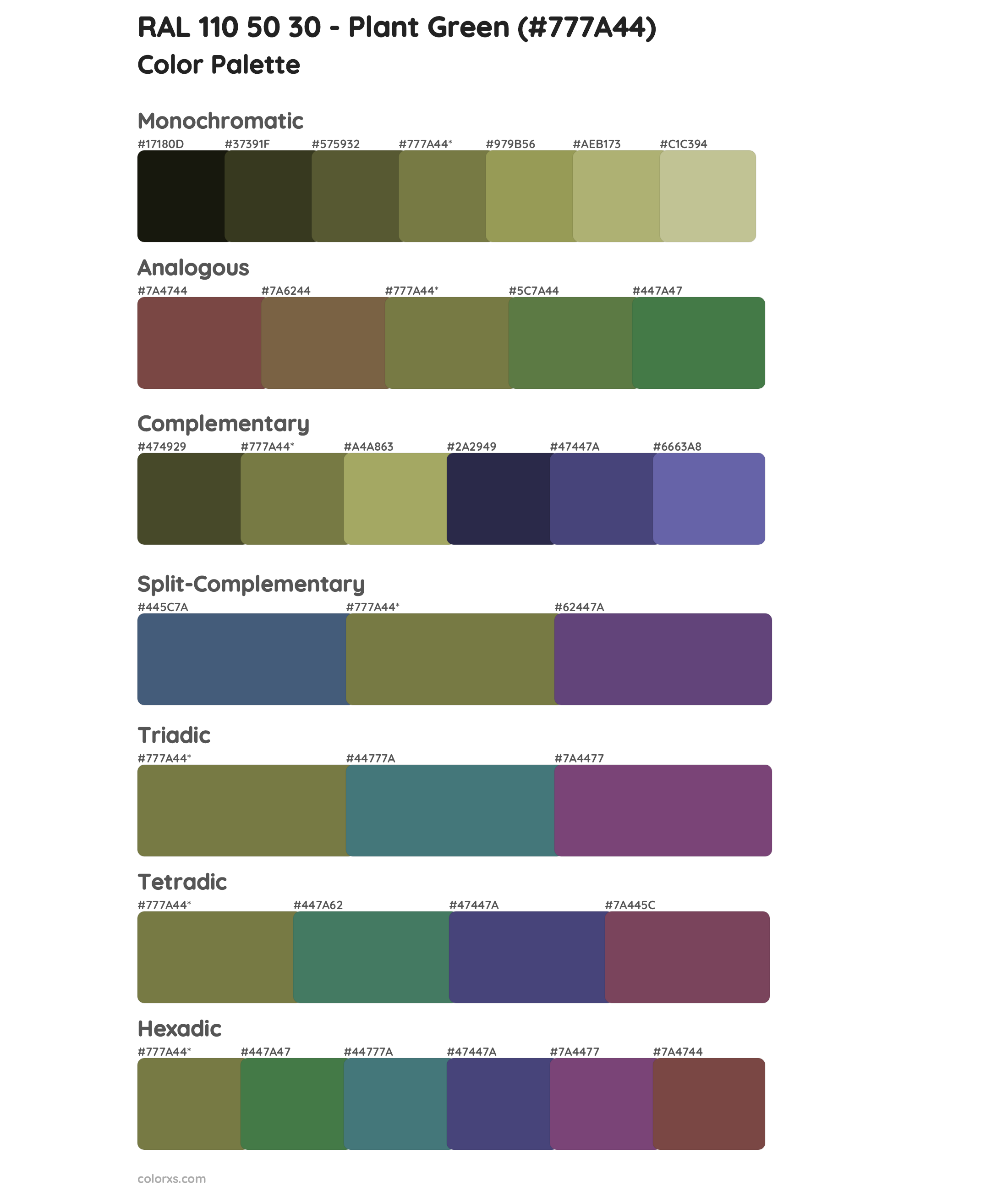 RAL 110 50 30 - Plant Green Color Scheme Palettes