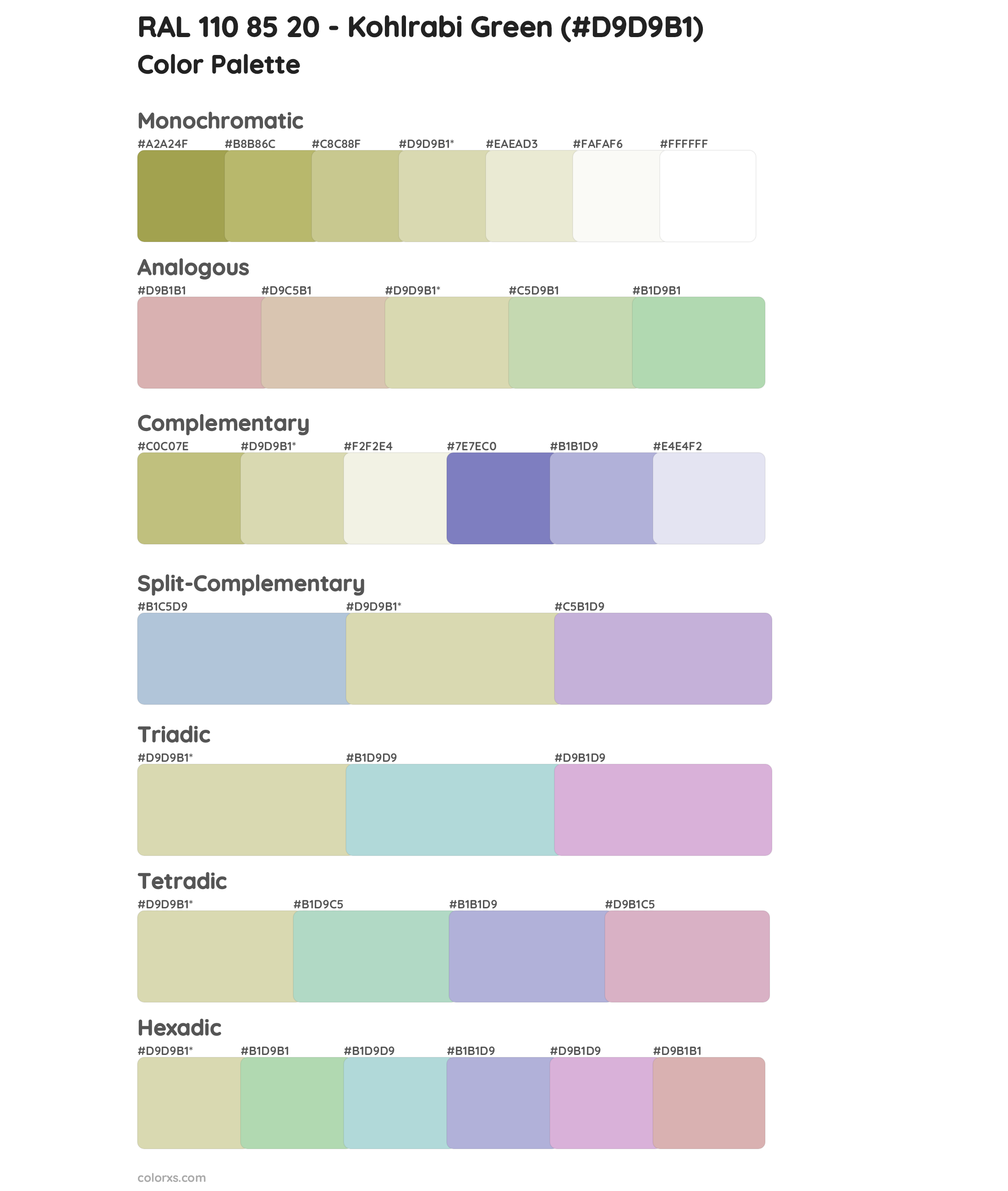 RAL 110 85 20 - Kohlrabi Green Color Scheme Palettes