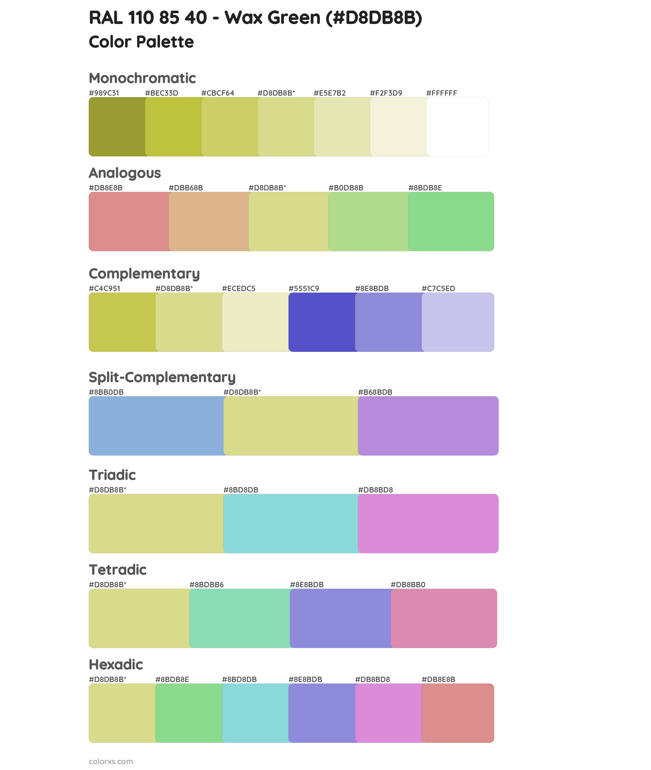 RAL 110 85 40 - Wax Green Color Scheme Palettes