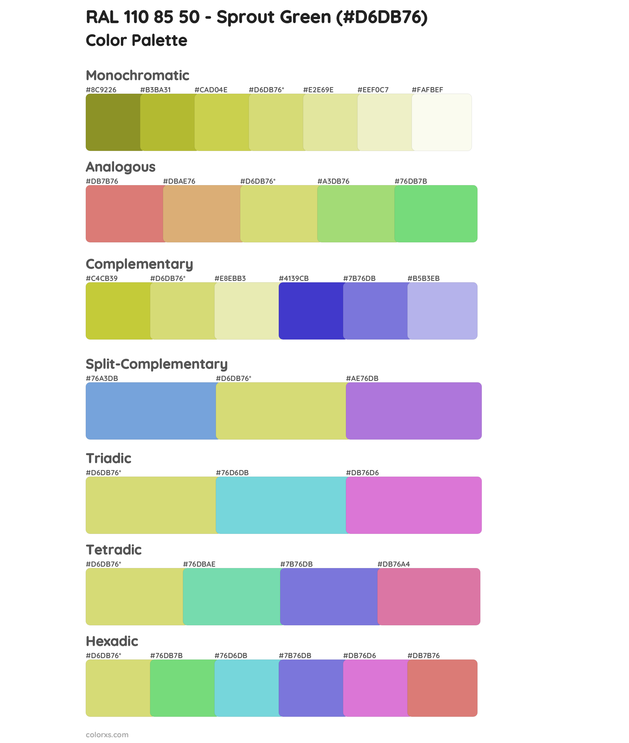 RAL 110 85 50 - Sprout Green Color Scheme Palettes