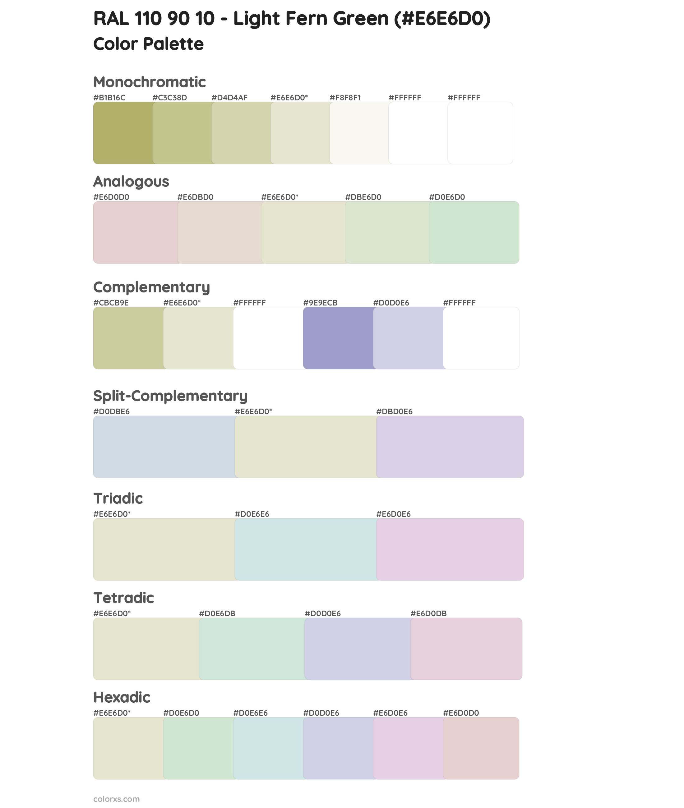 RAL 110 90 10 - Light Fern Green Color Scheme Palettes