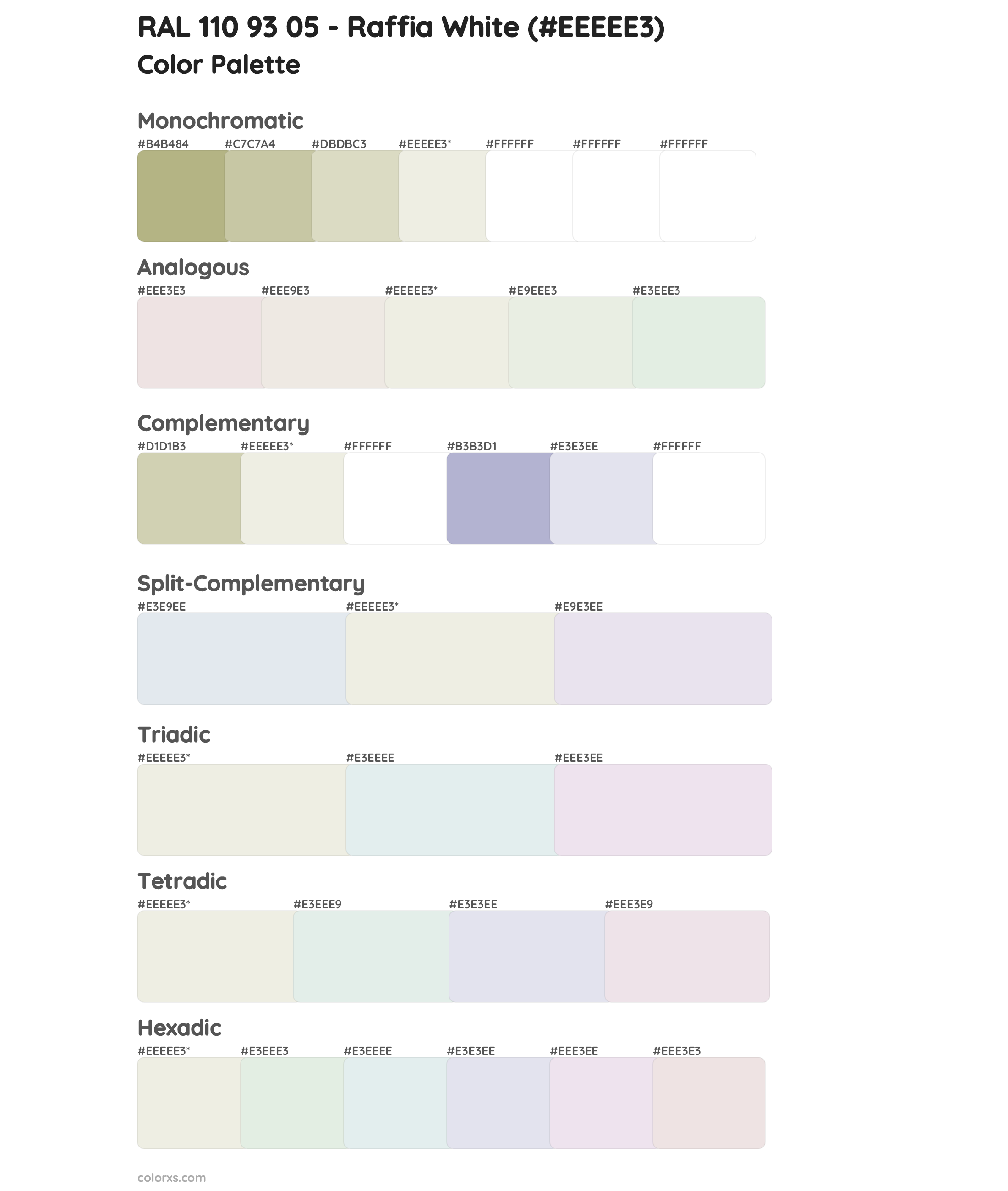 RAL 110 93 05 - Raffia White Color Scheme Palettes