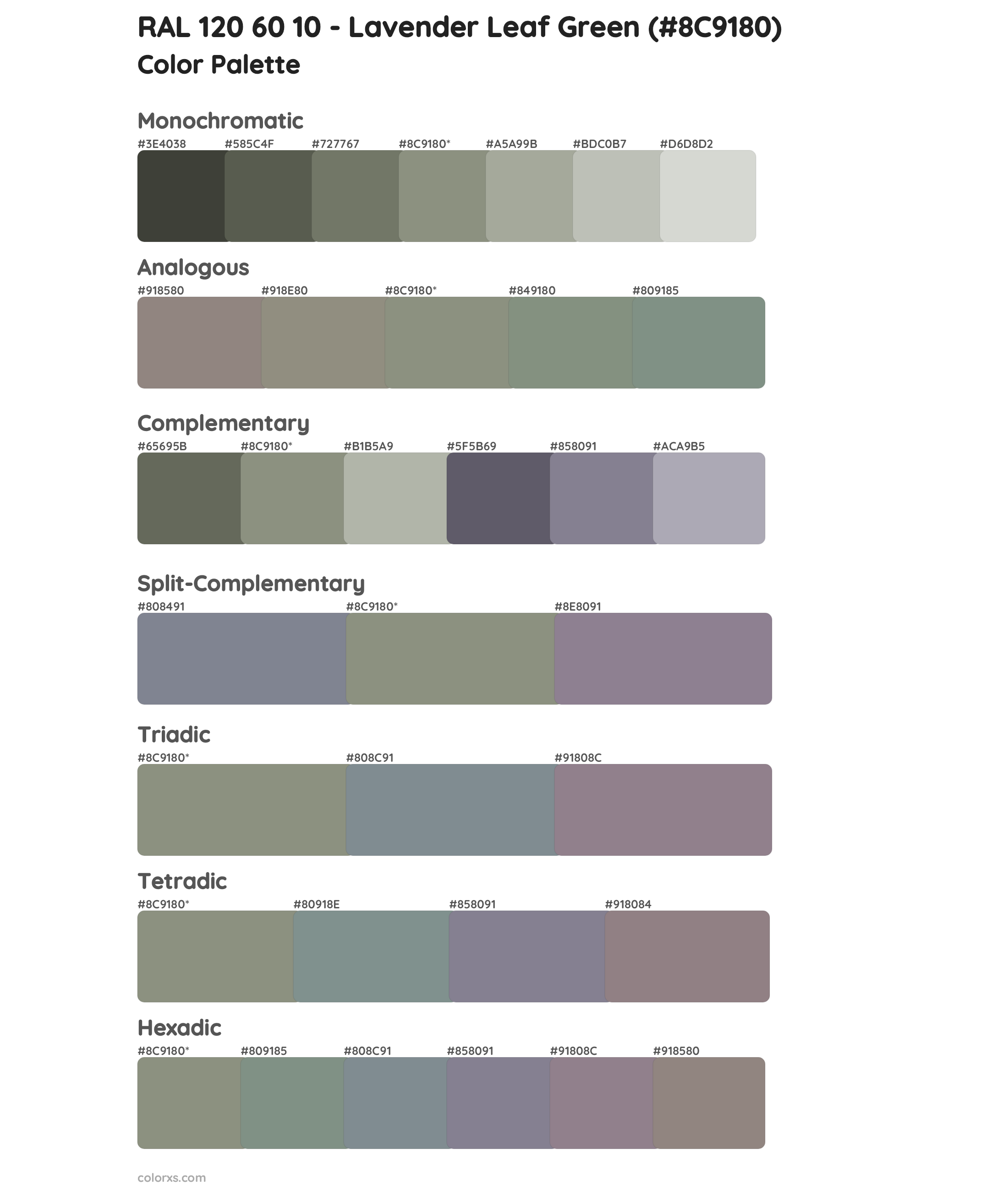 RAL 120 60 10 - Lavender Leaf Green Color Scheme Palettes