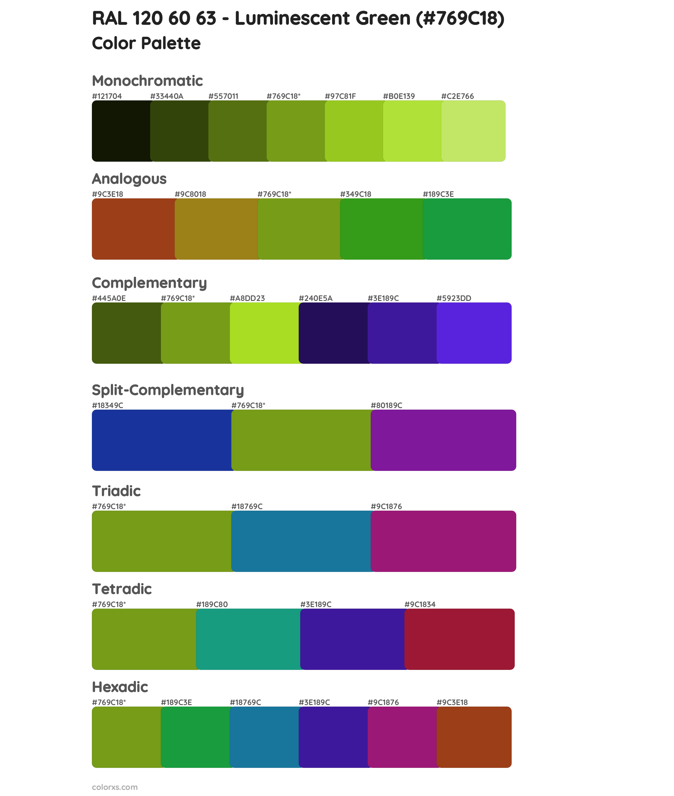 RAL 120 60 63 - Luminescent Green Color Scheme Palettes