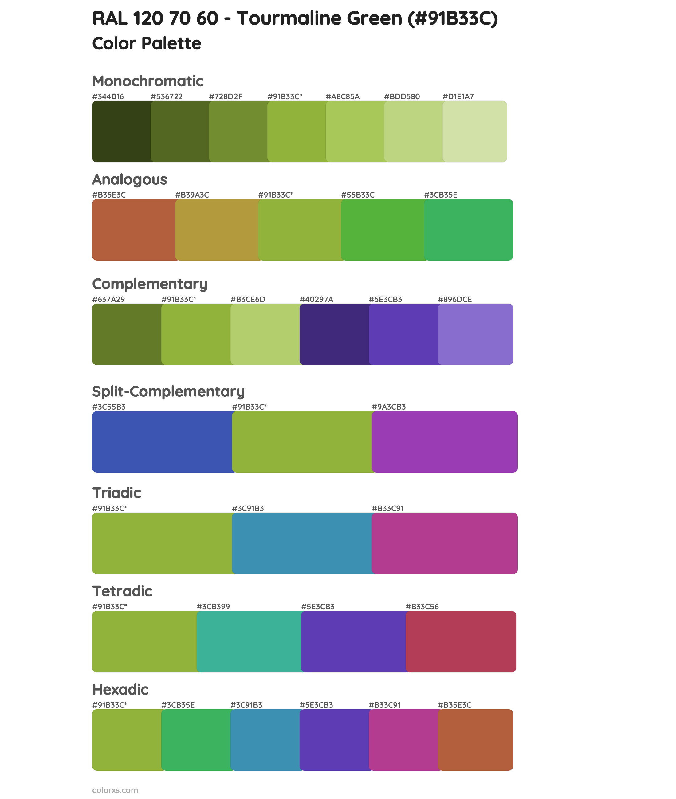 RAL 120 70 60 - Tourmaline Green Color Scheme Palettes