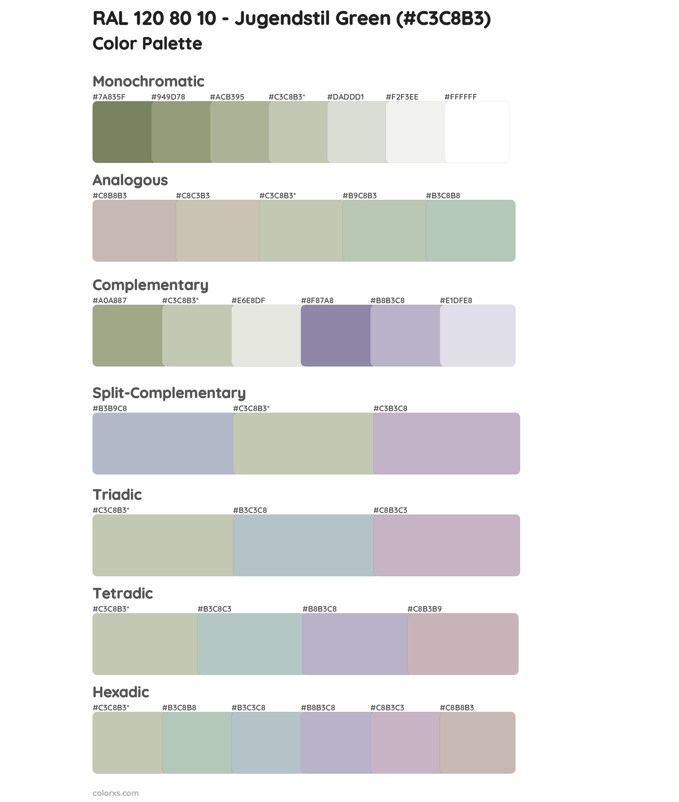 RAL 120 80 10 - Jugendstil Green Color Scheme Palettes