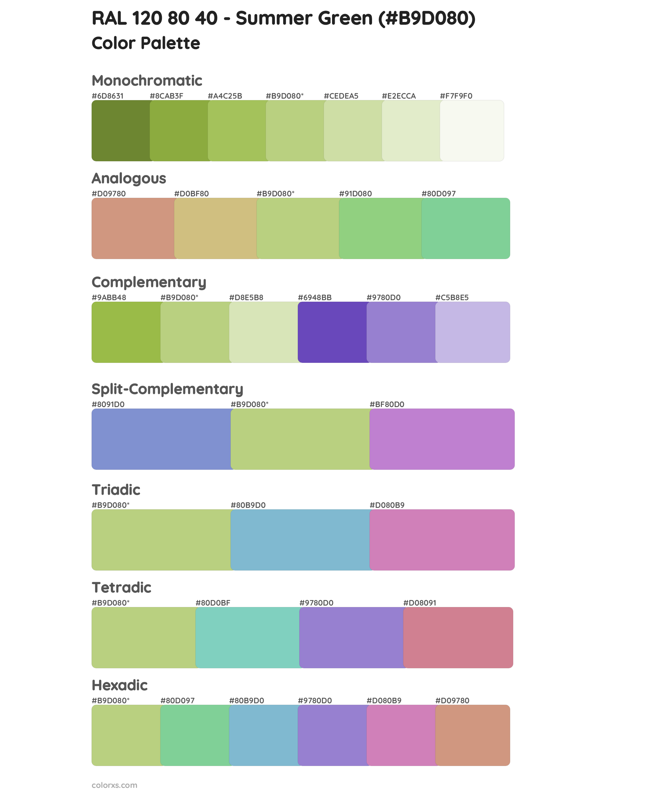 RAL 120 80 40 - Summer Green Color Scheme Palettes