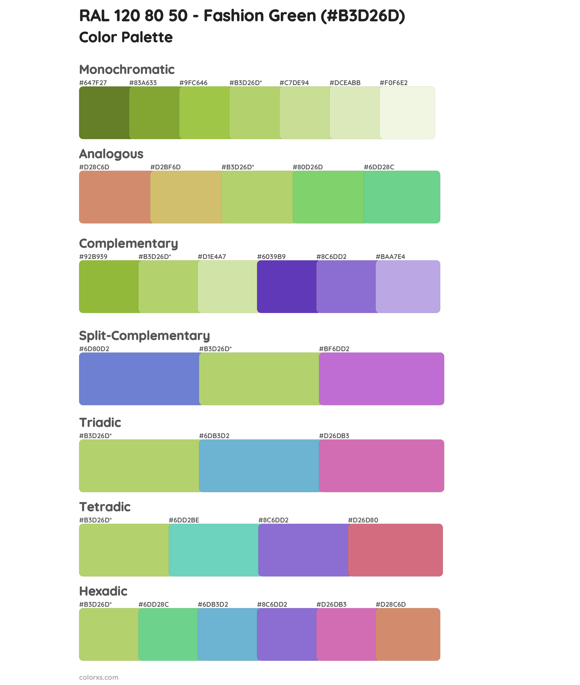 RAL 120 80 50 - Fashion Green Color Scheme Palettes