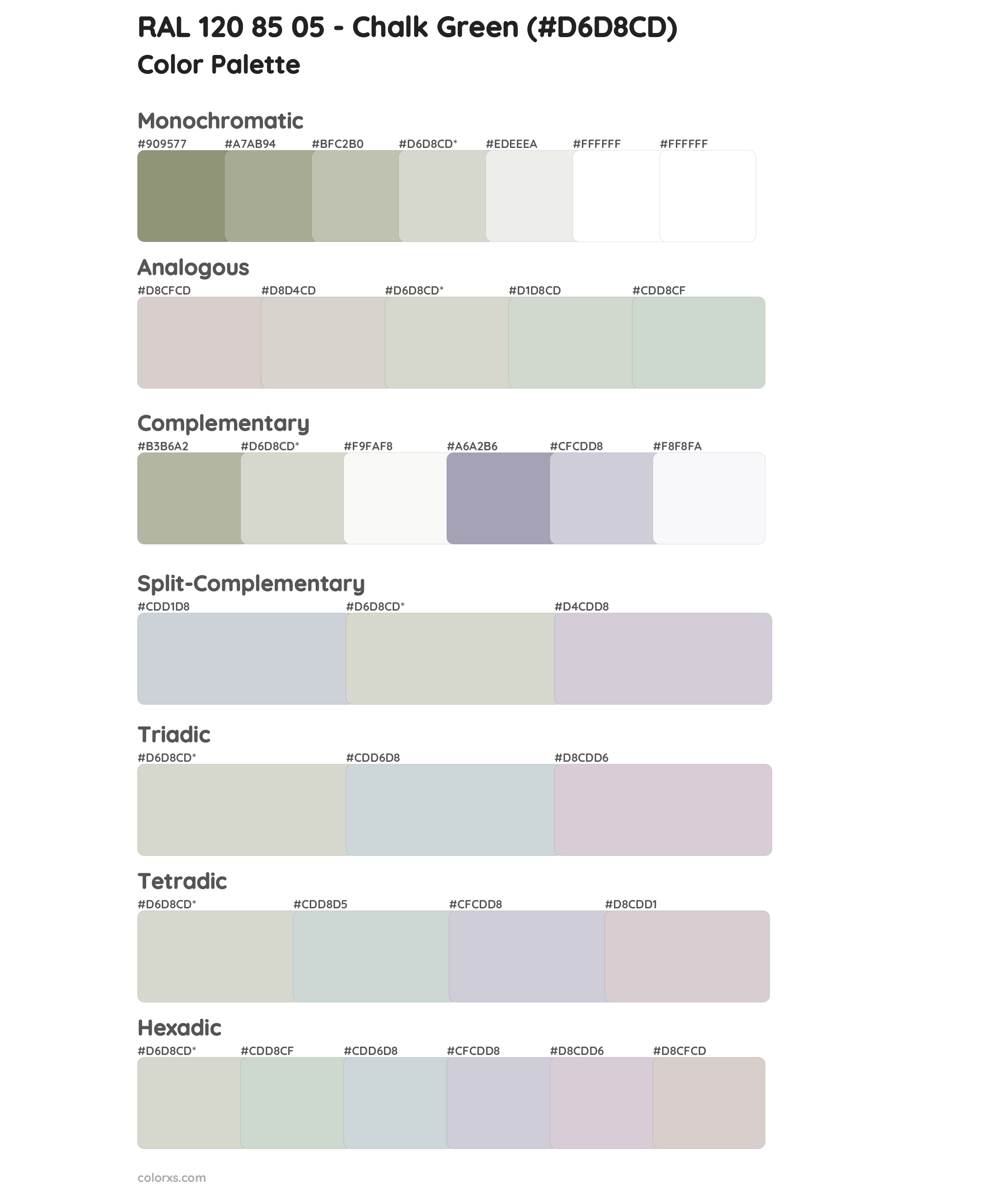 RAL 120 85 05 - Chalk Green Color Scheme Palettes