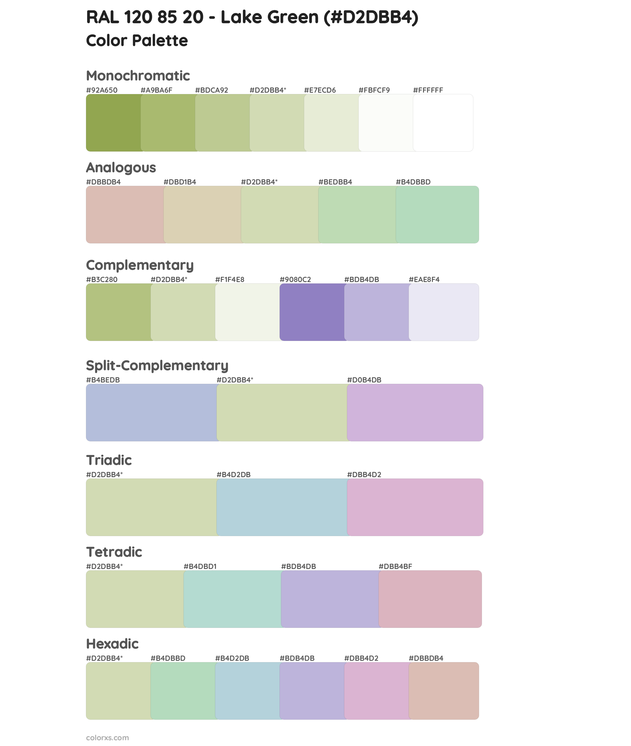 RAL 120 85 20 - Lake Green Color Scheme Palettes