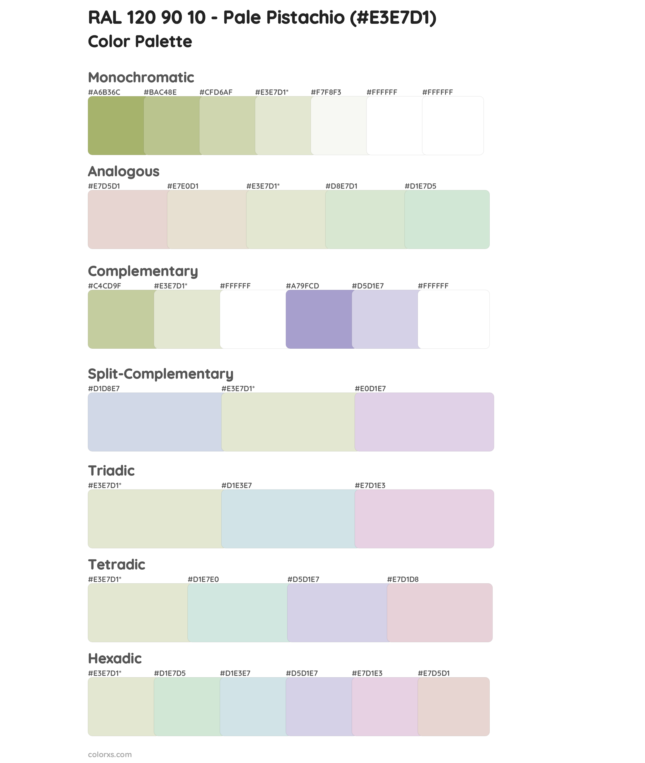 RAL 120 90 10 - Pale Pistachio Color Scheme Palettes