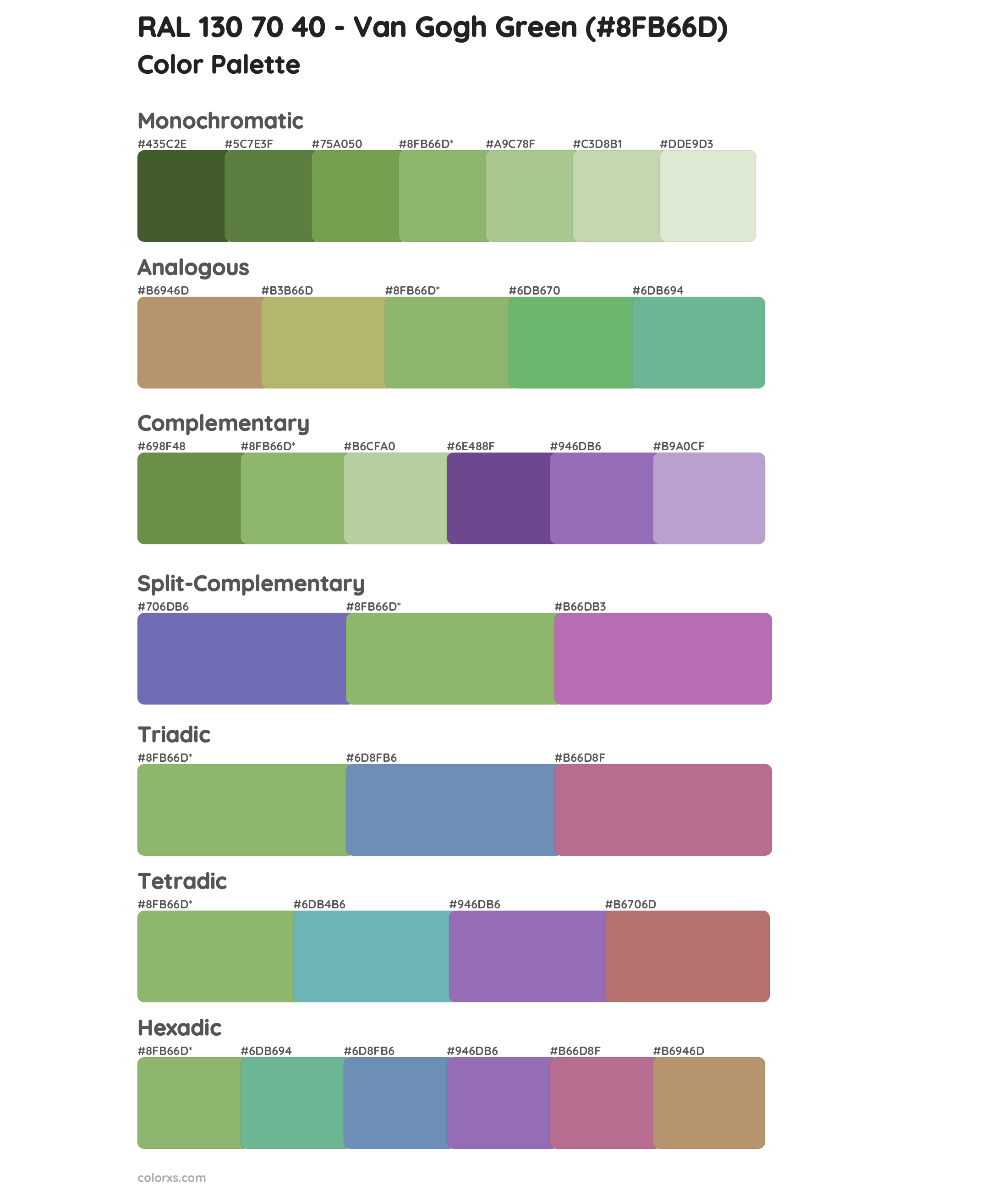 RAL 130 70 40 - Van Gogh Green Color Scheme Palettes