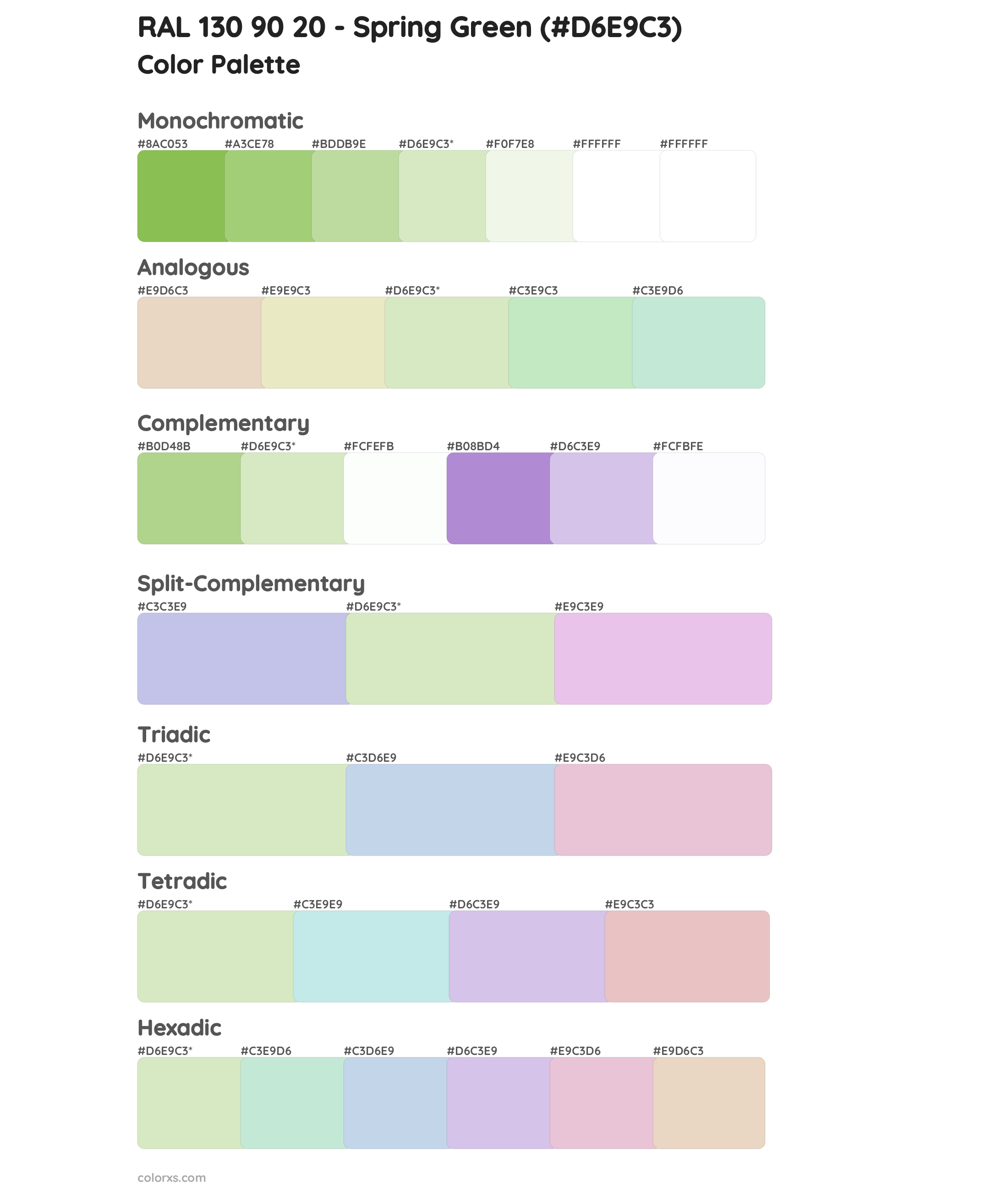 RAL 130 90 20 - Spring Green Color Scheme Palettes