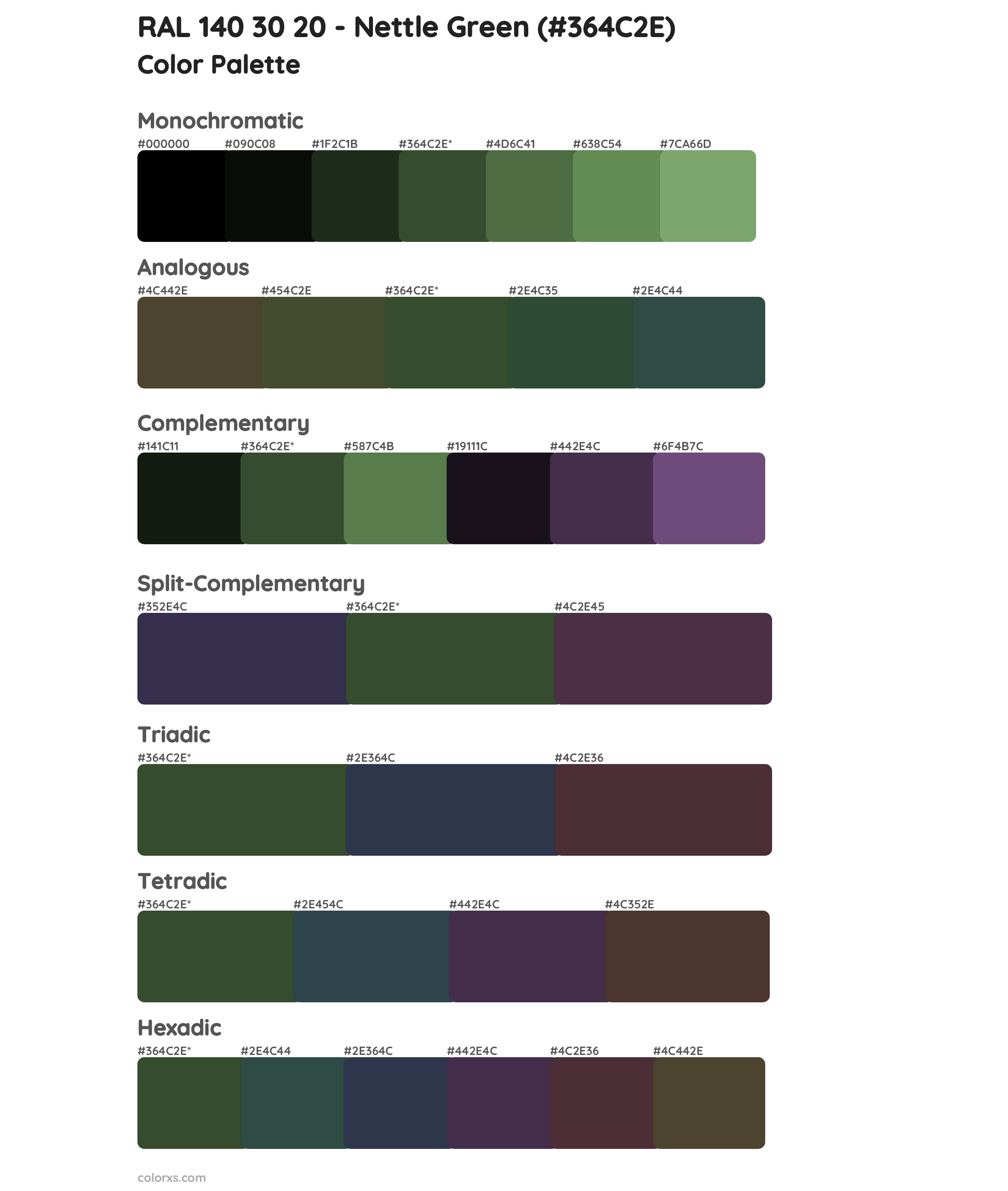 RAL 140 30 20 - Nettle Green Color Scheme Palettes