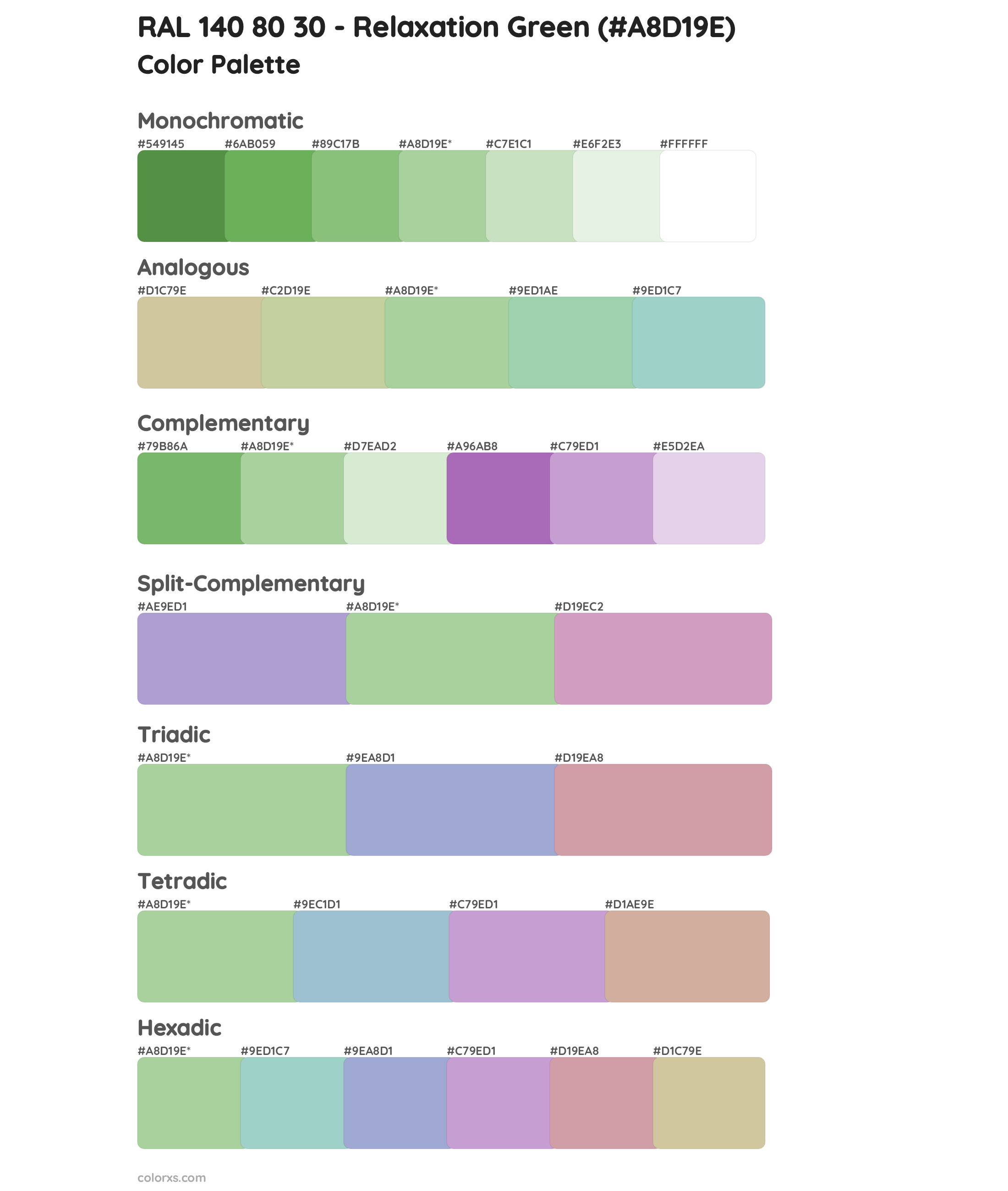 RAL 140 80 30 - Relaxation Green Color Scheme Palettes