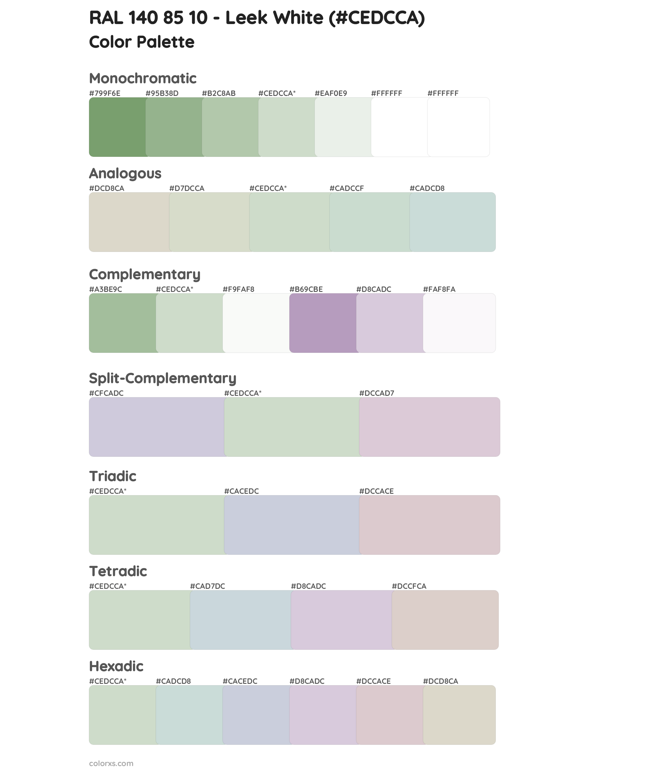 RAL 140 85 10 - Leek White Color Scheme Palettes