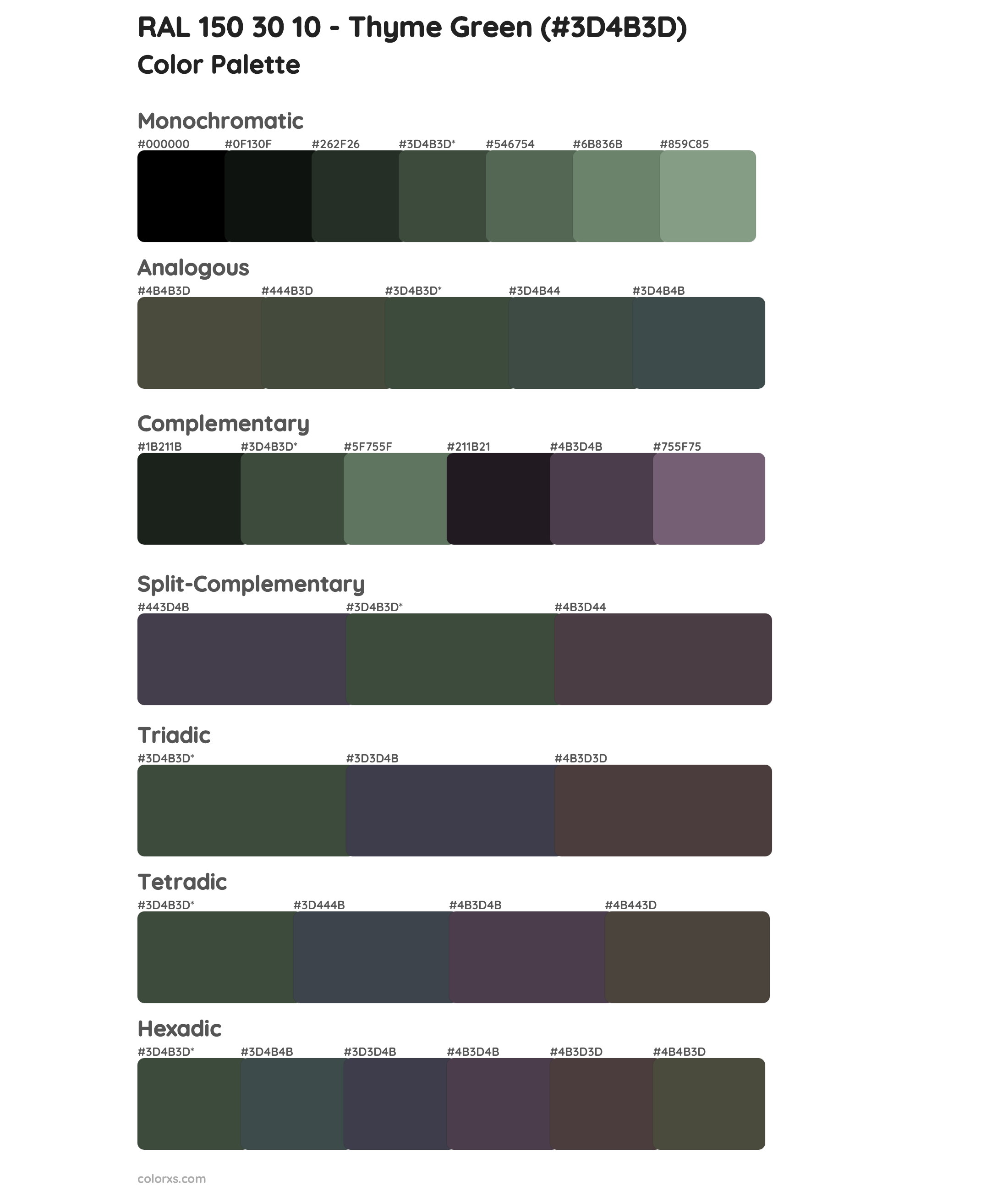 RAL 150 30 10 - Thyme Green Color Scheme Palettes