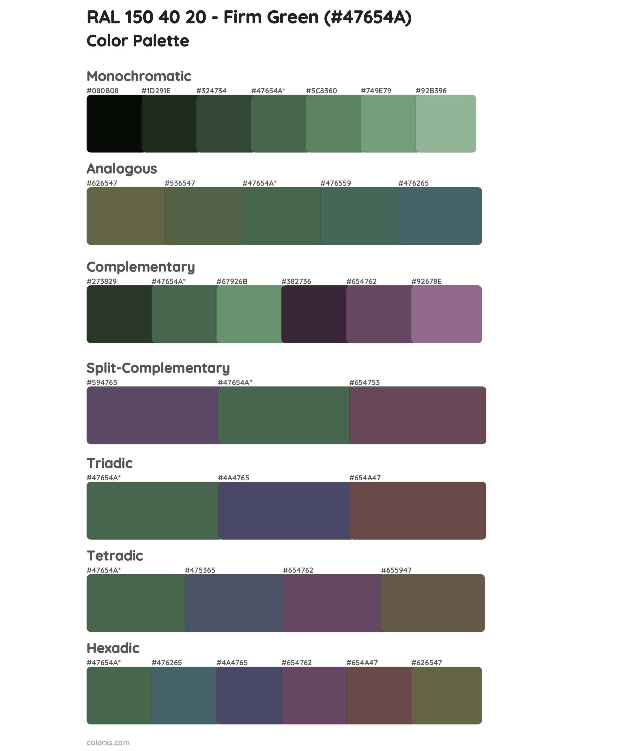 RAL 150 40 20 - Firm Green Color Scheme Palettes