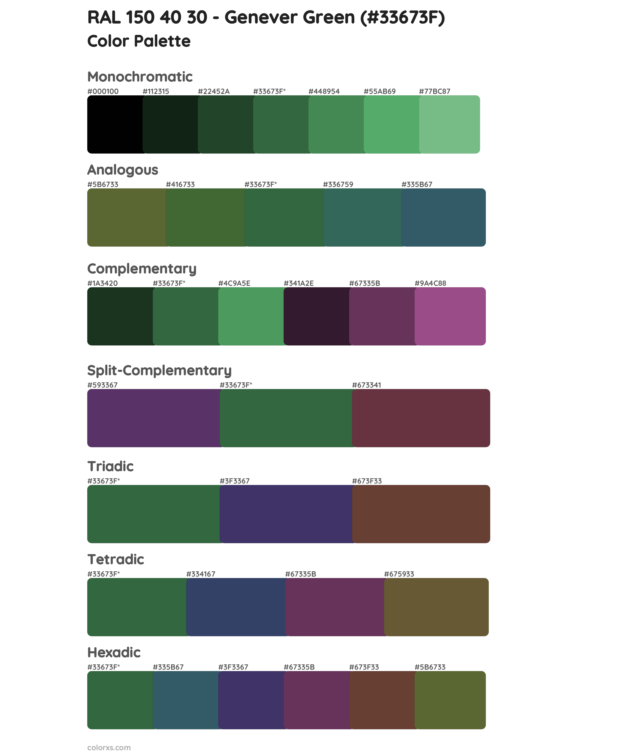 RAL 150 40 30 - Genever Green Color Scheme Palettes