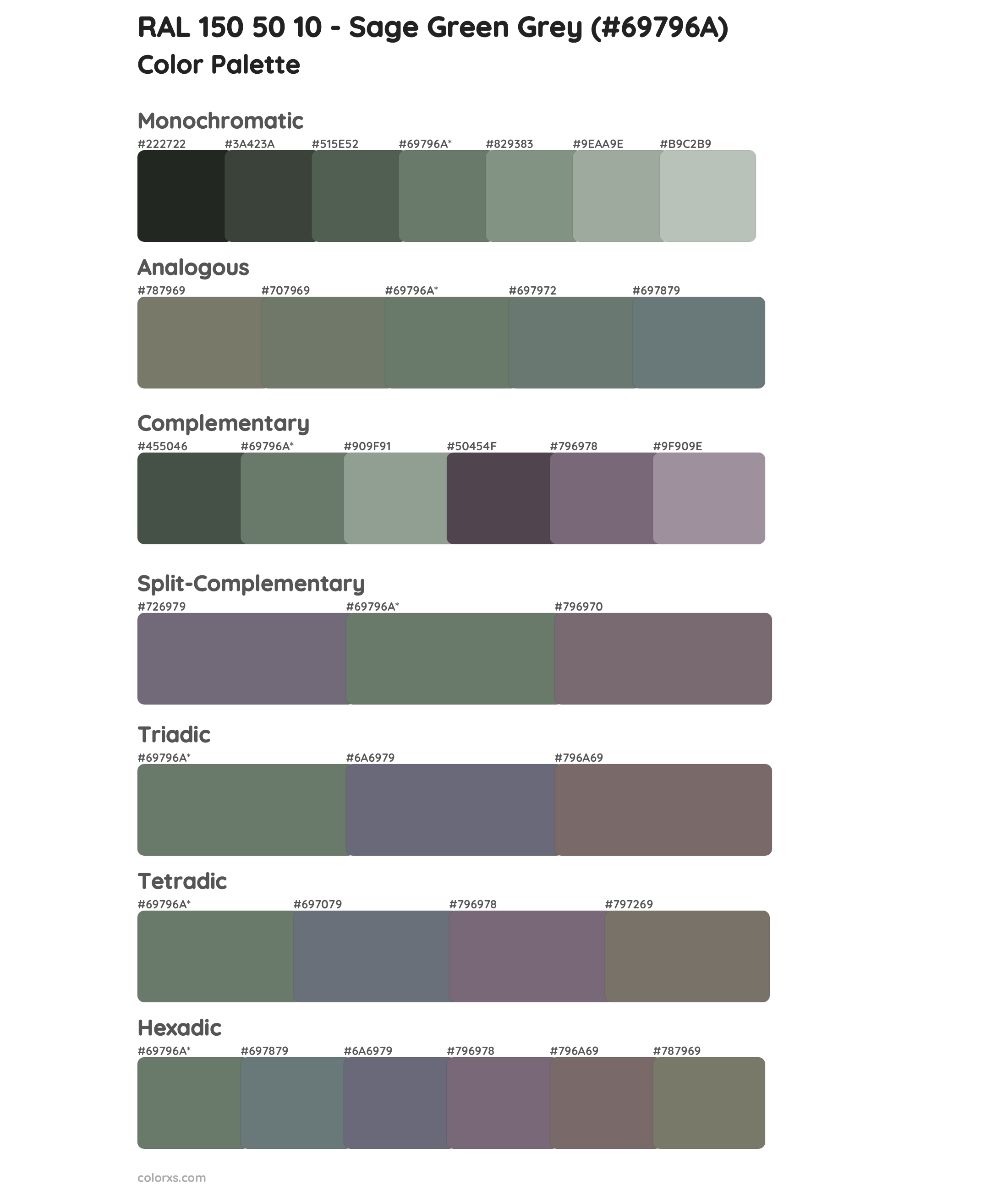 RAL 150 50 10 - Sage Green Grey Color Scheme Palettes