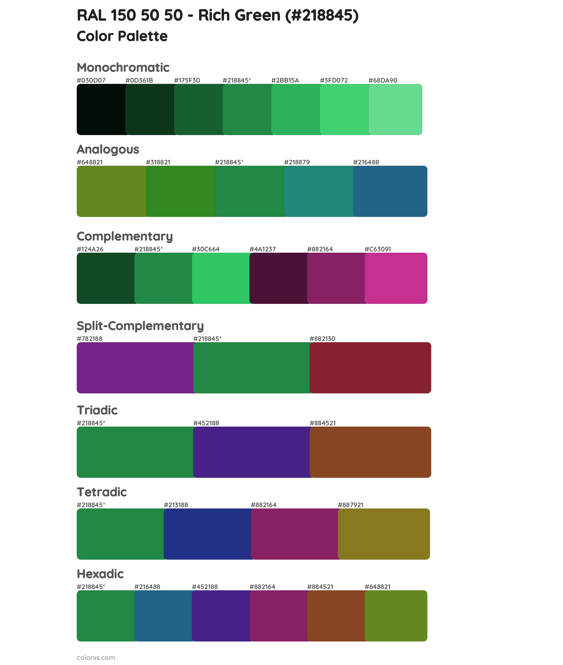 RAL 150 50 50 - Rich Green Color Scheme Palettes