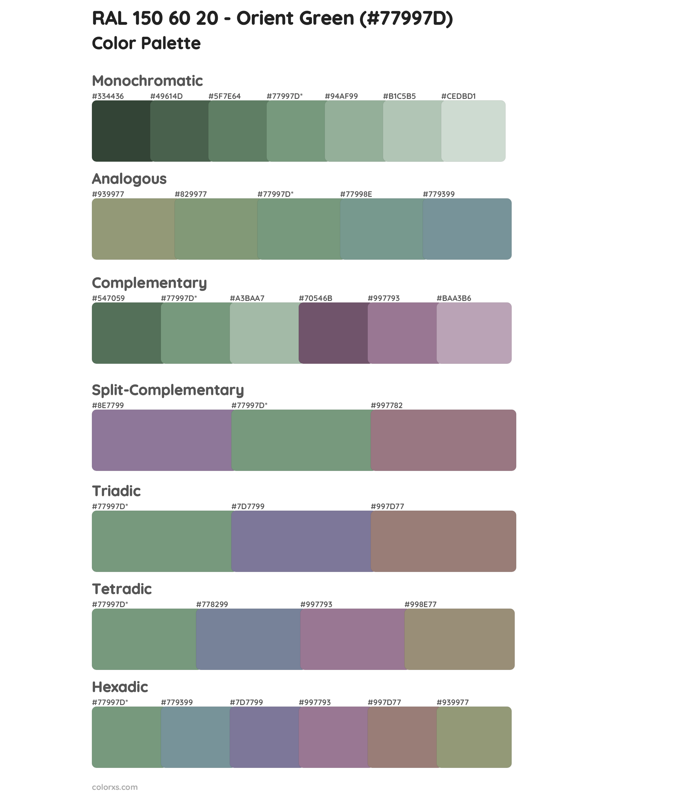 RAL 150 60 20 - Orient Green Color Scheme Palettes