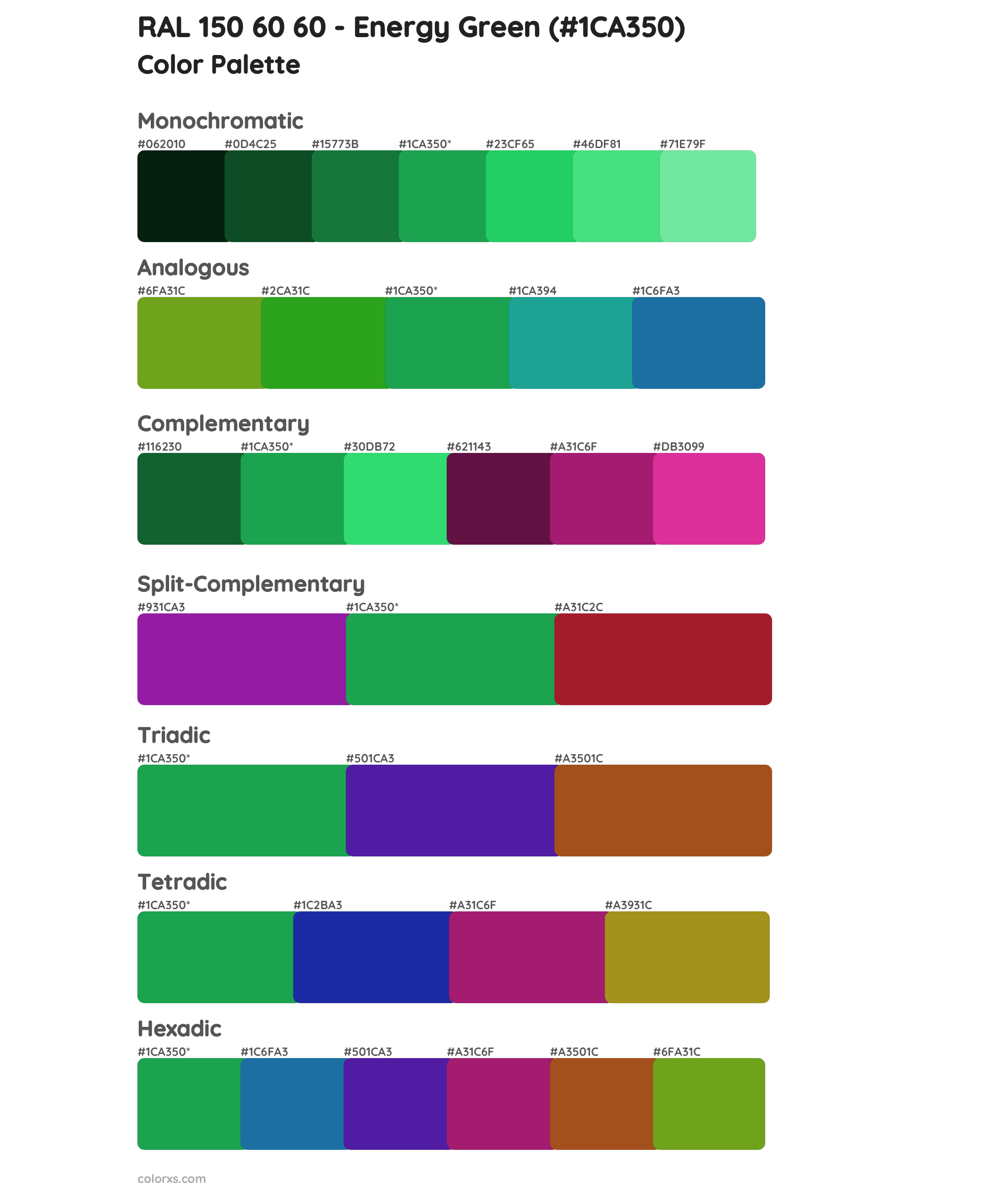 RAL 150 60 60 - Energy Green Color Scheme Palettes