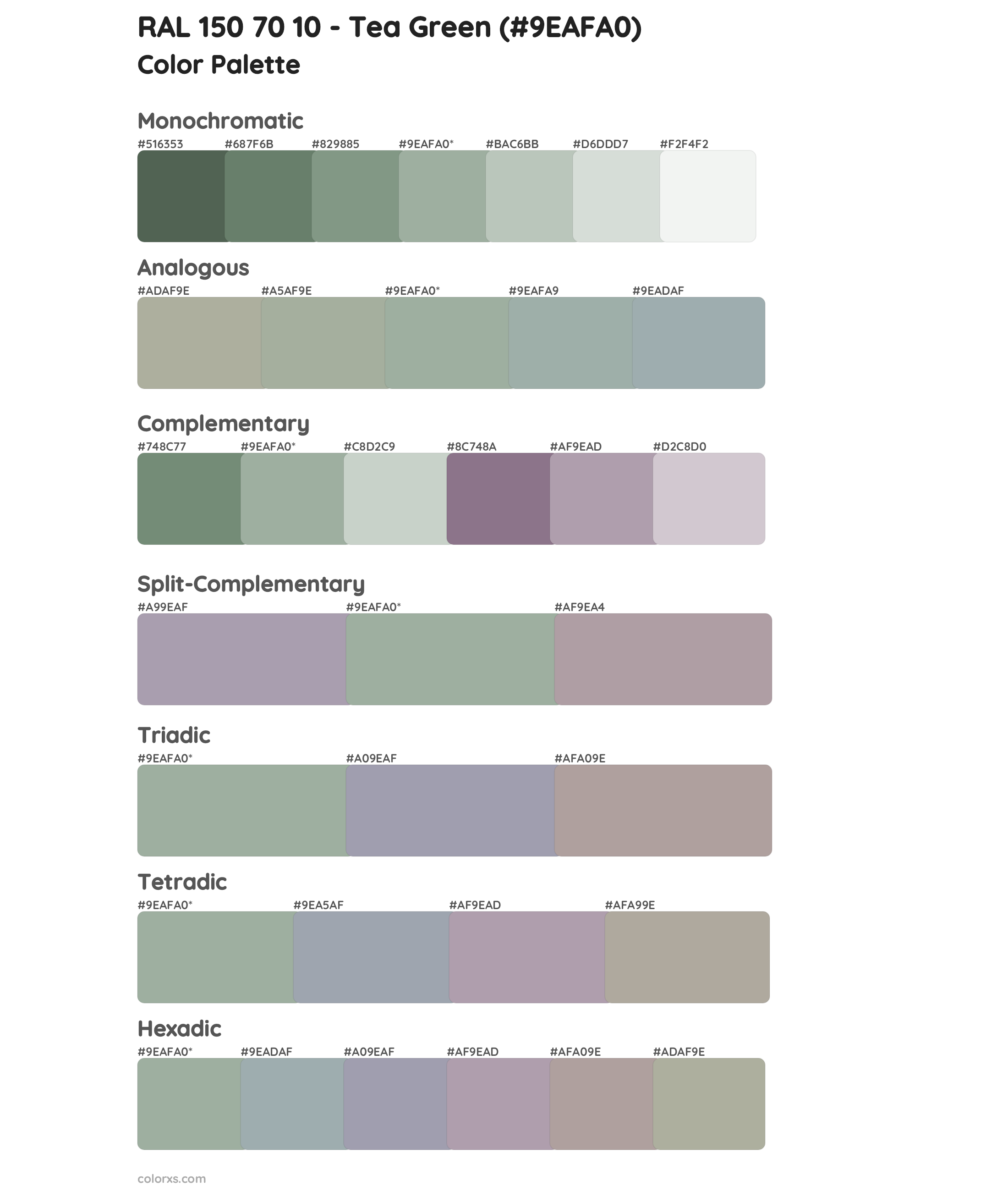 RAL 150 70 10 - Tea Green Color Scheme Palettes