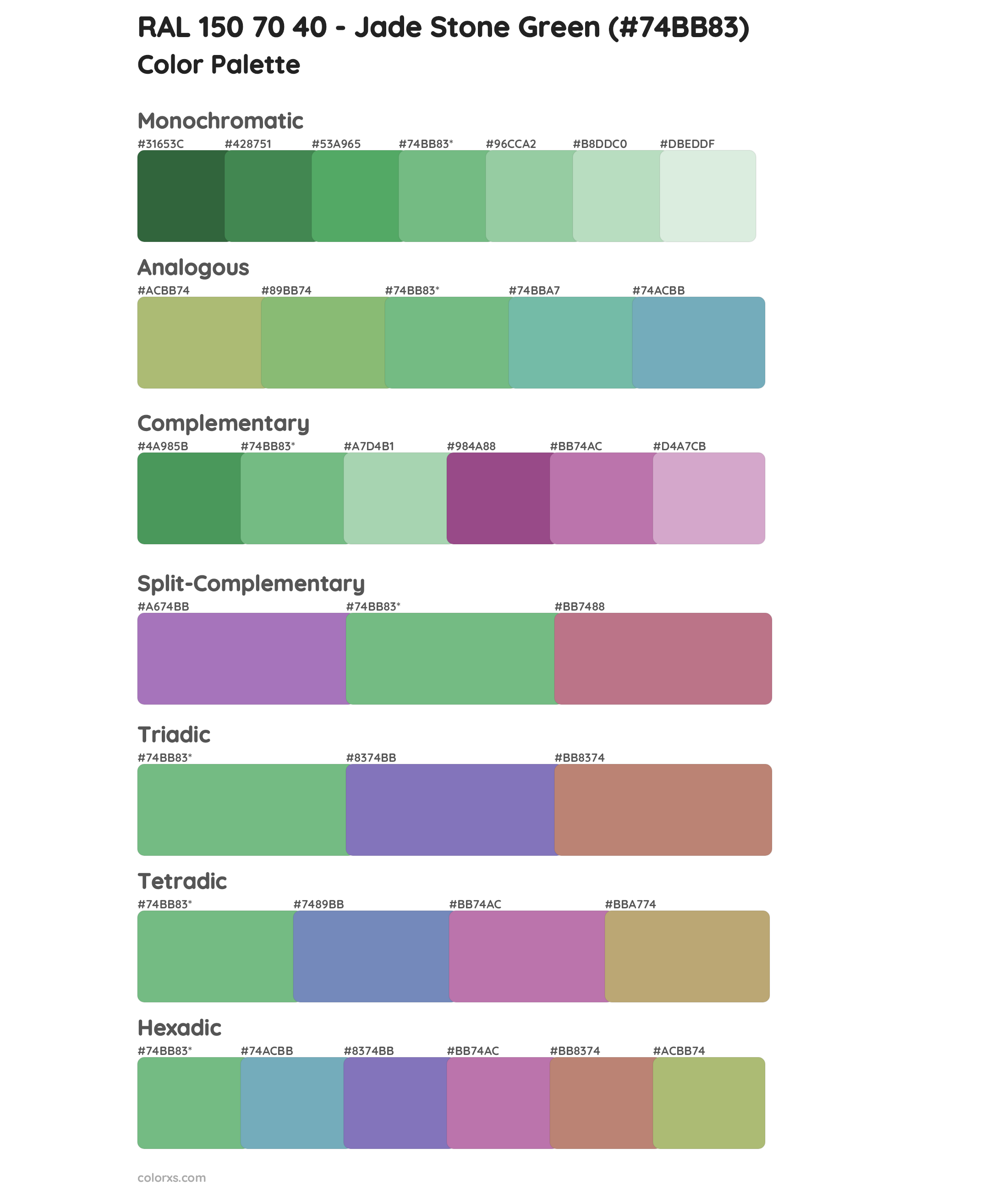 RAL 150 70 40 - Jade Stone Green Color Scheme Palettes