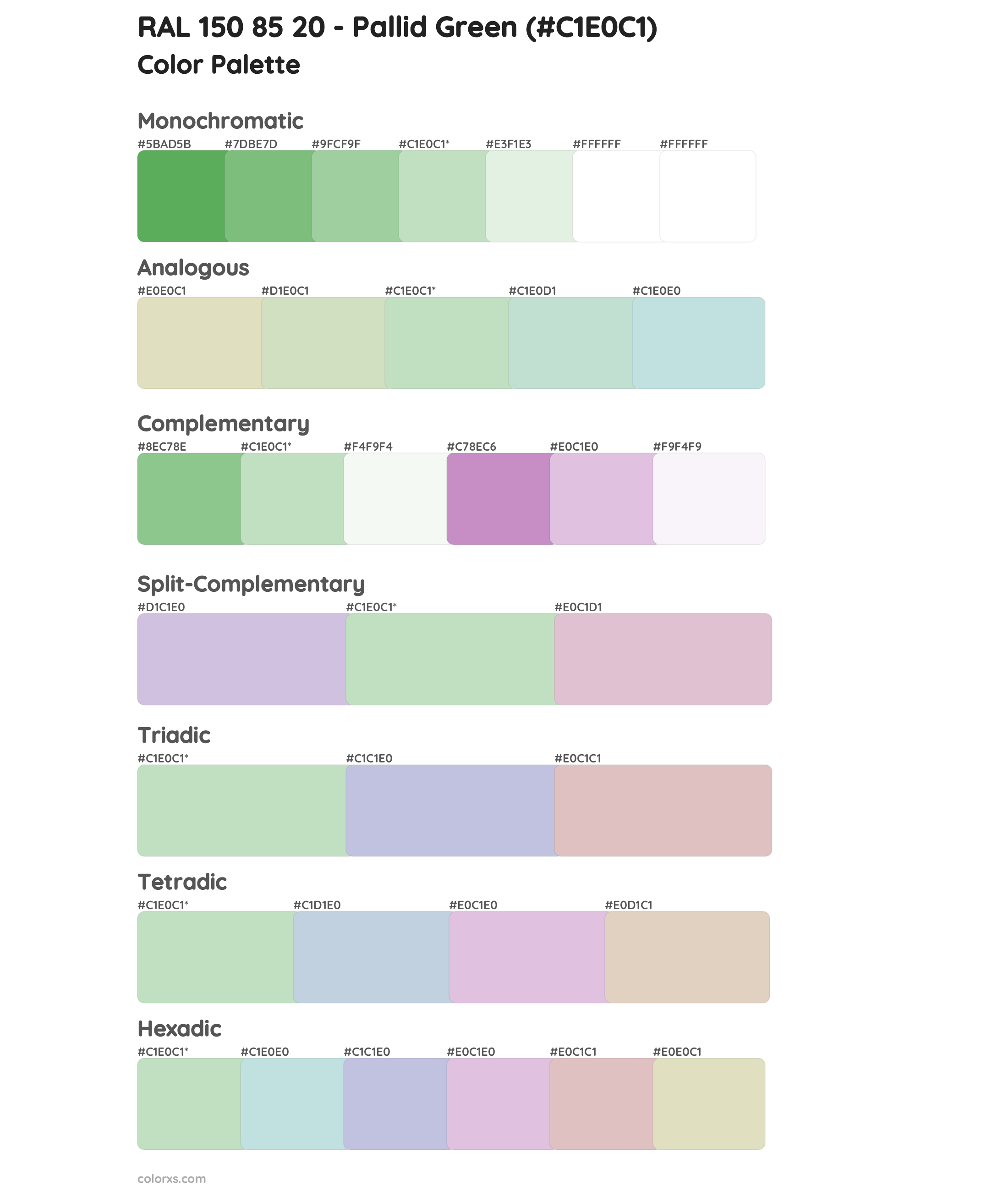 RAL 150 85 20 - Pallid Green Color Scheme Palettes