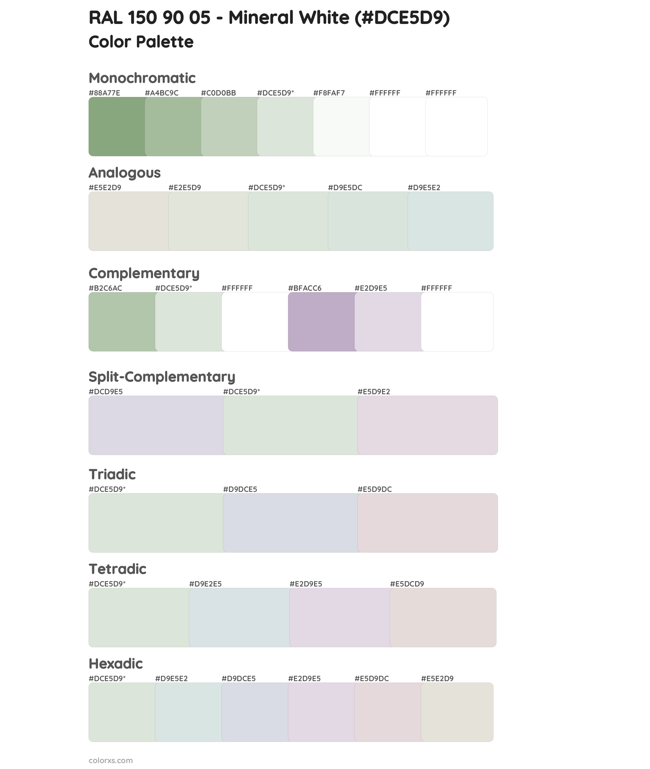 RAL 150 90 05 - Mineral White Color Scheme Palettes