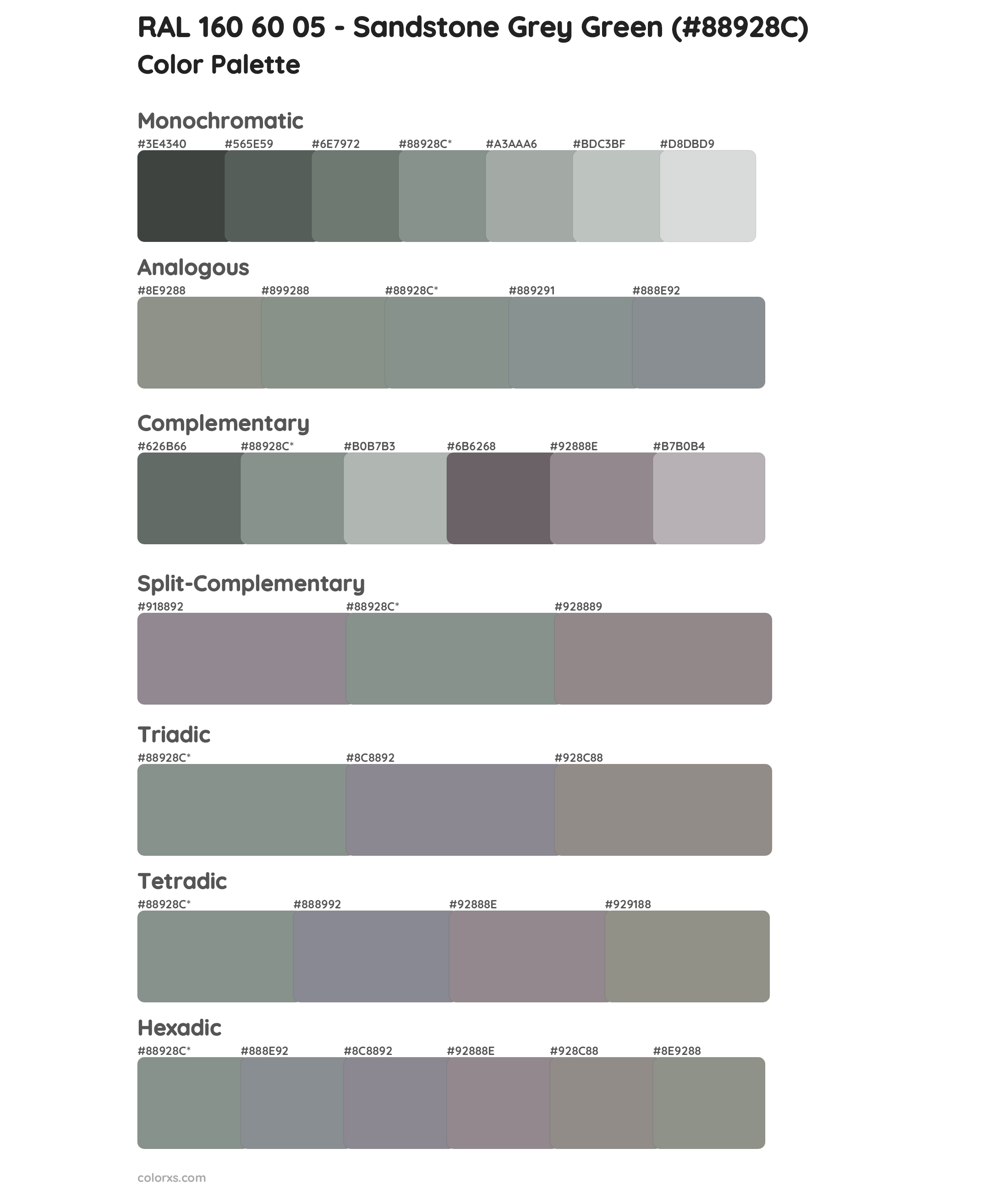 RAL 160 60 05 - Sandstone Grey Green Color Scheme Palettes