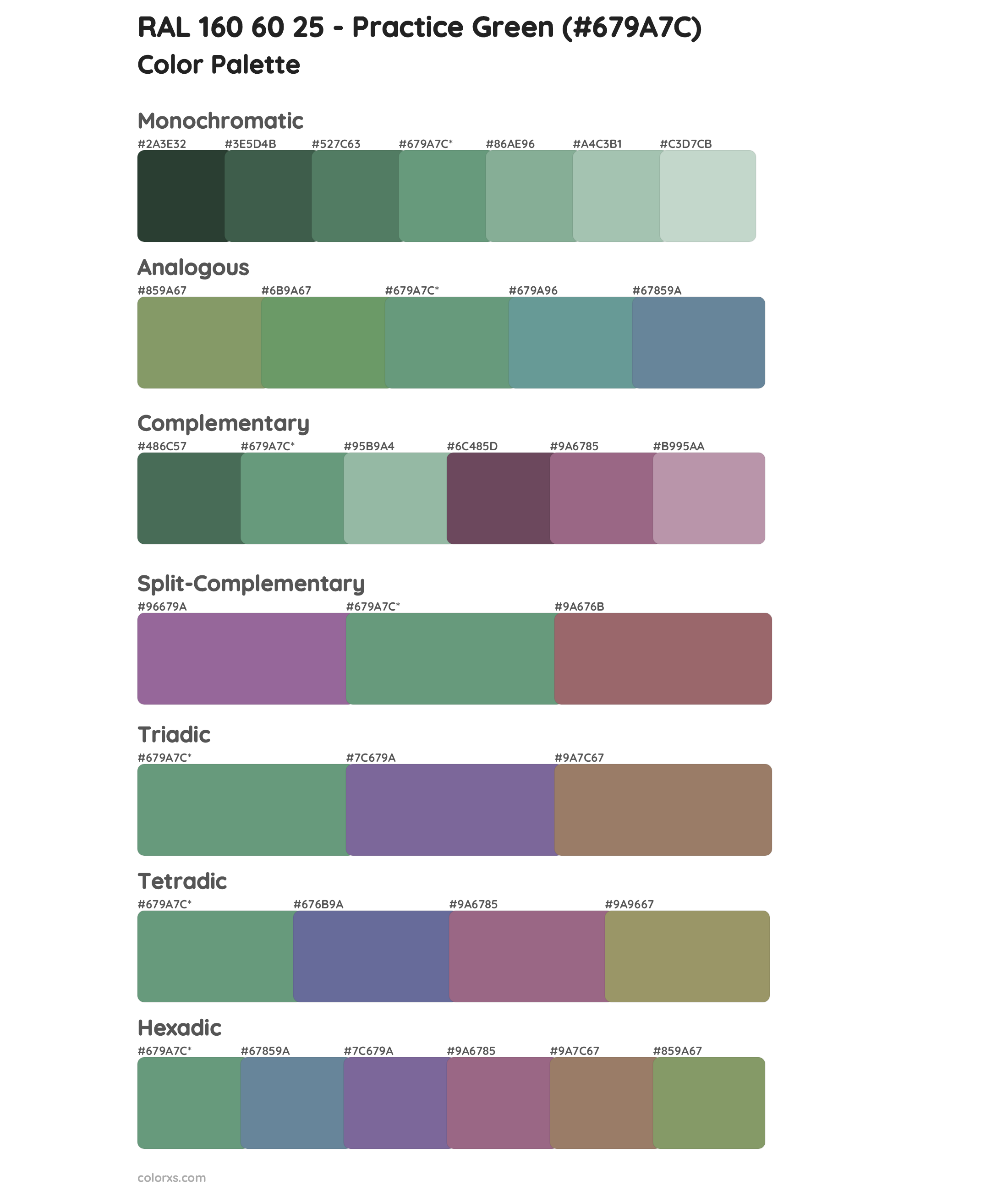 RAL 160 60 25 - Practice Green Color Scheme Palettes