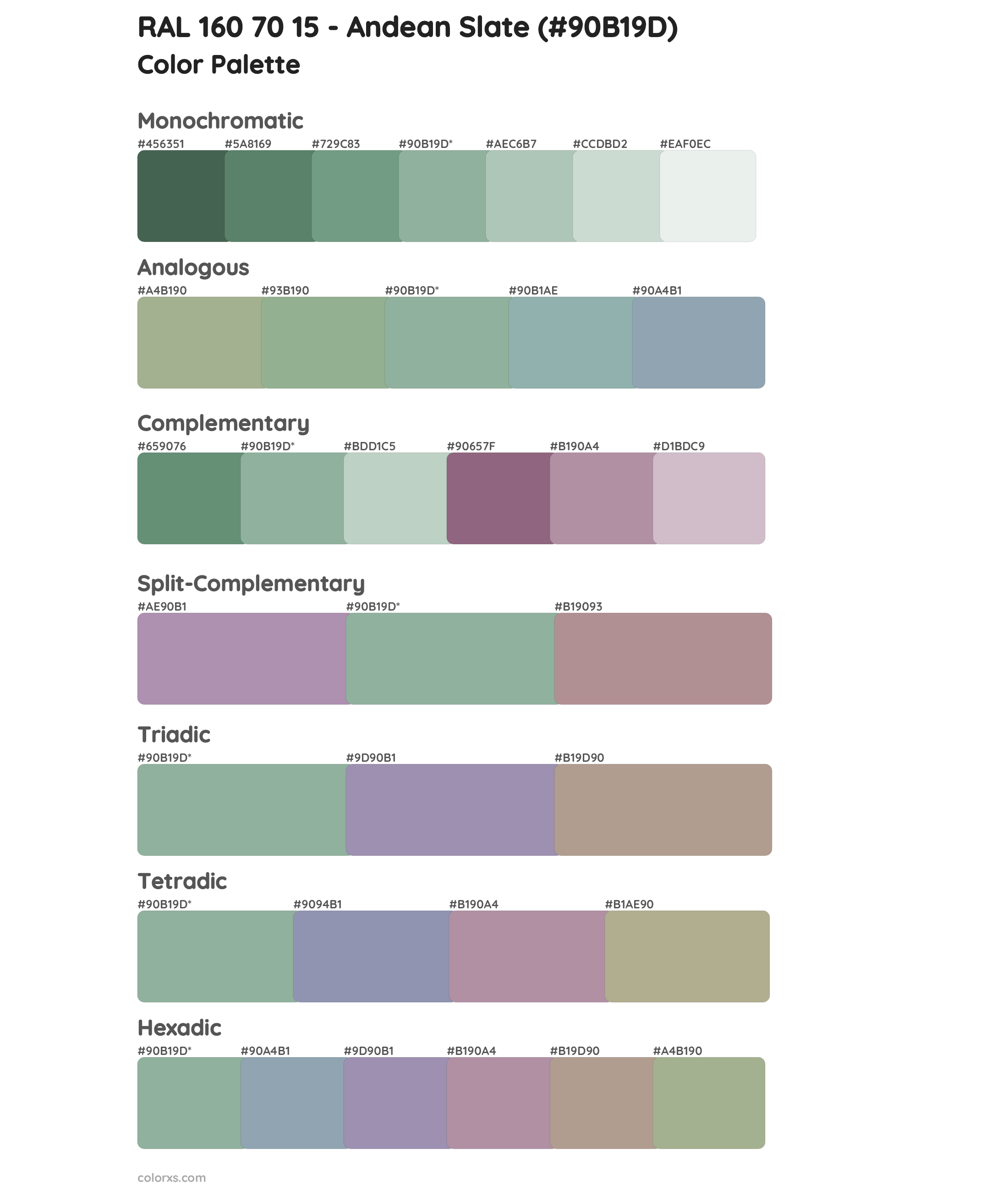 RAL 160 70 15 - Andean Slate Color Scheme Palettes