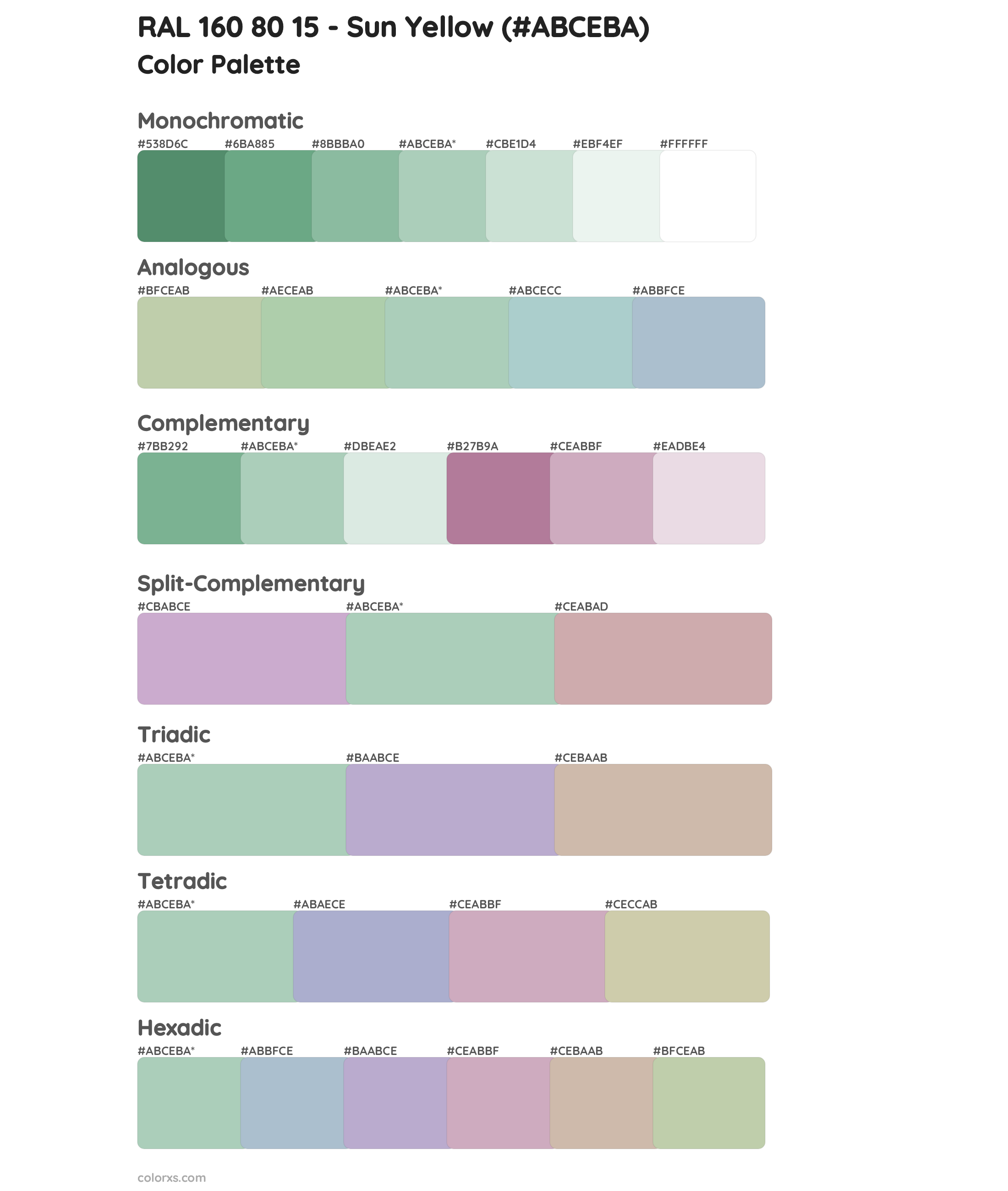 RAL 160 80 15 - Sun Yellow Color Scheme Palettes